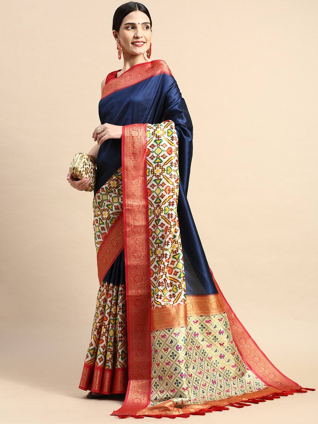 Digital Print Patola Pallu Soft Silk Saree by My Store