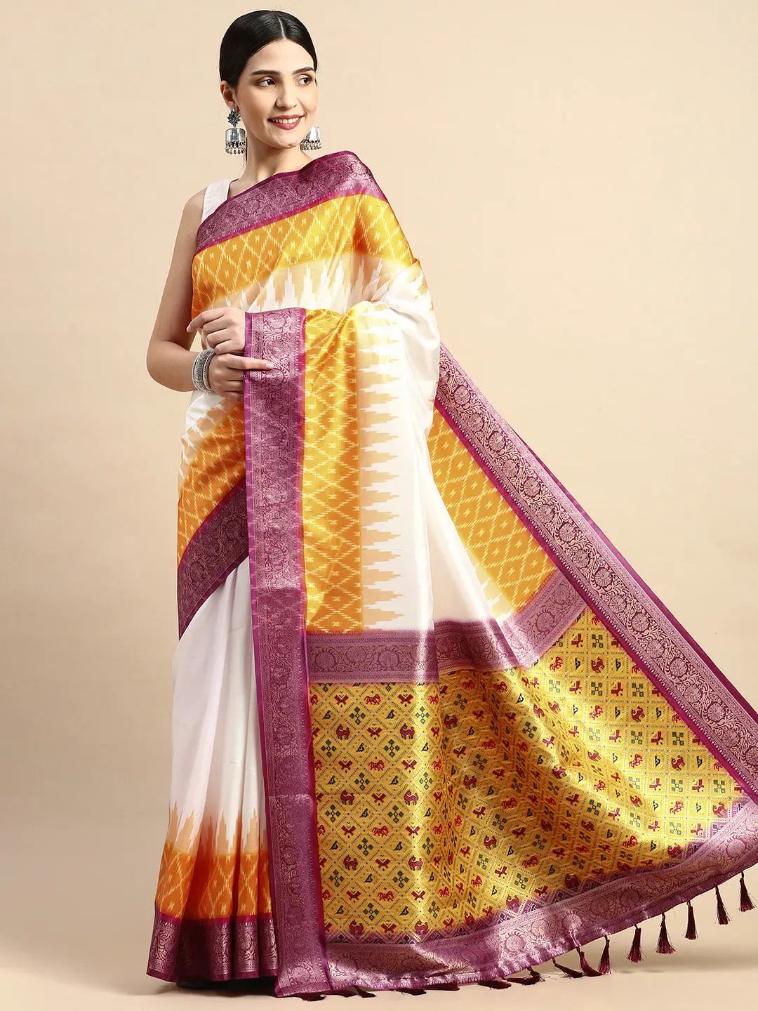 Exclusive Ikkat Digital Print With Patola Pallu Soft Silk Saree by My Store