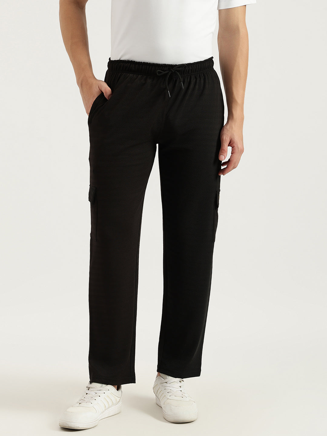 Men Regular Fit Cargo Pants | Black