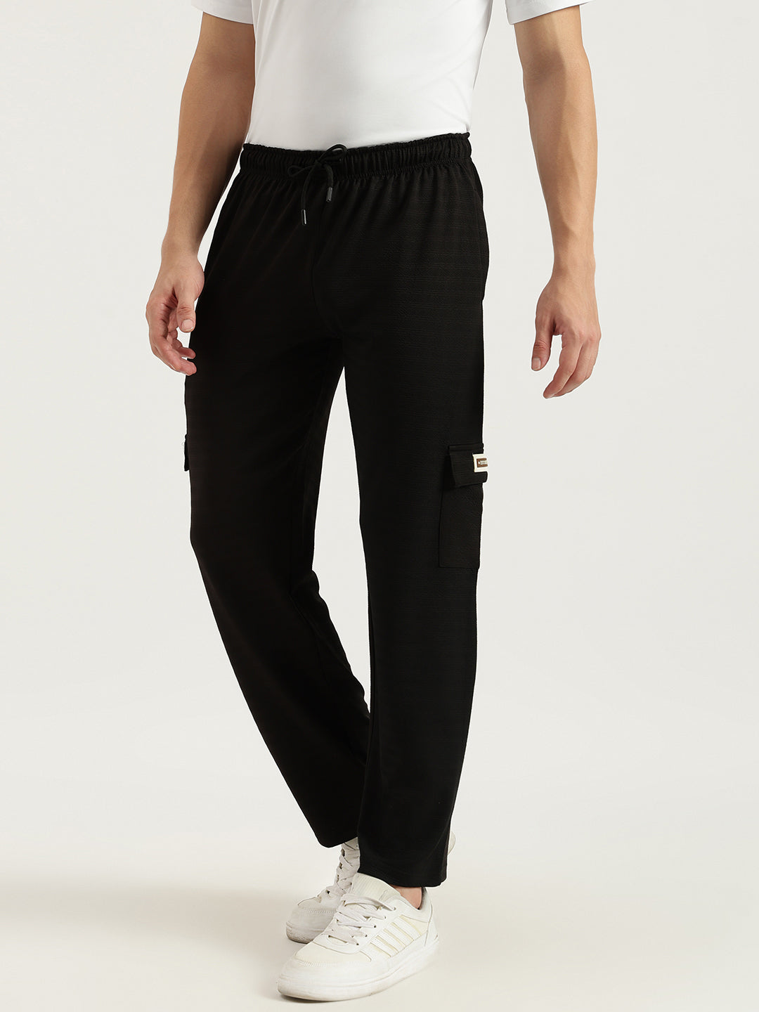 Men Regular Fit Cargo Pants | Black
