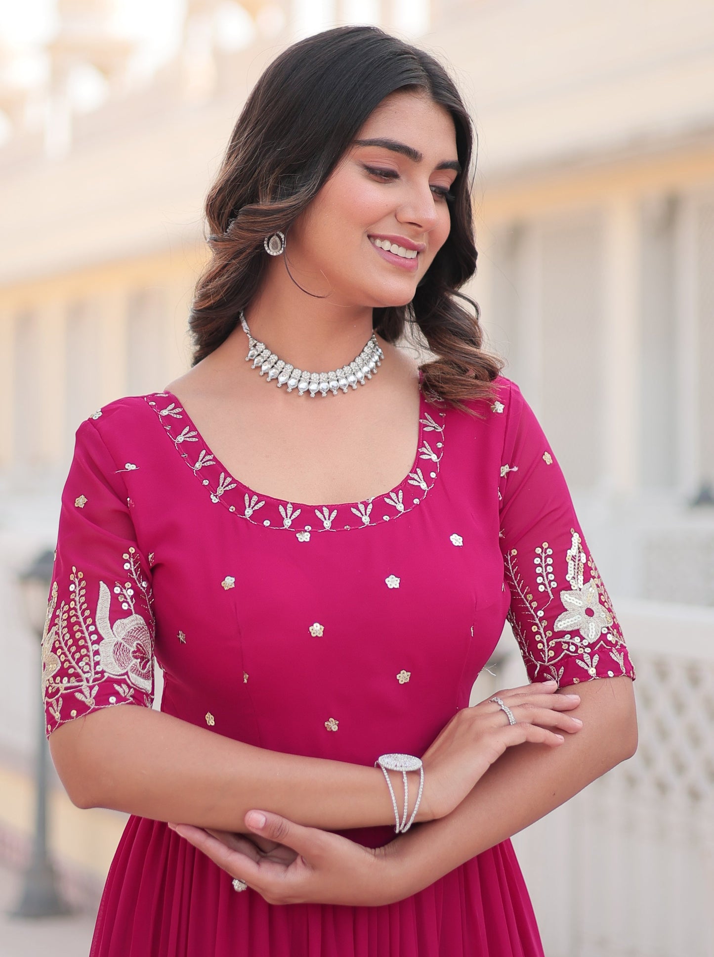 Raksh Badhan Special Trending Pink Kurta Set