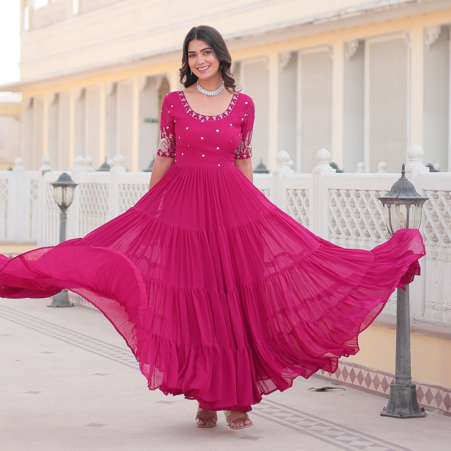 Raksh Badhan Special Trending Pink Kurta Set