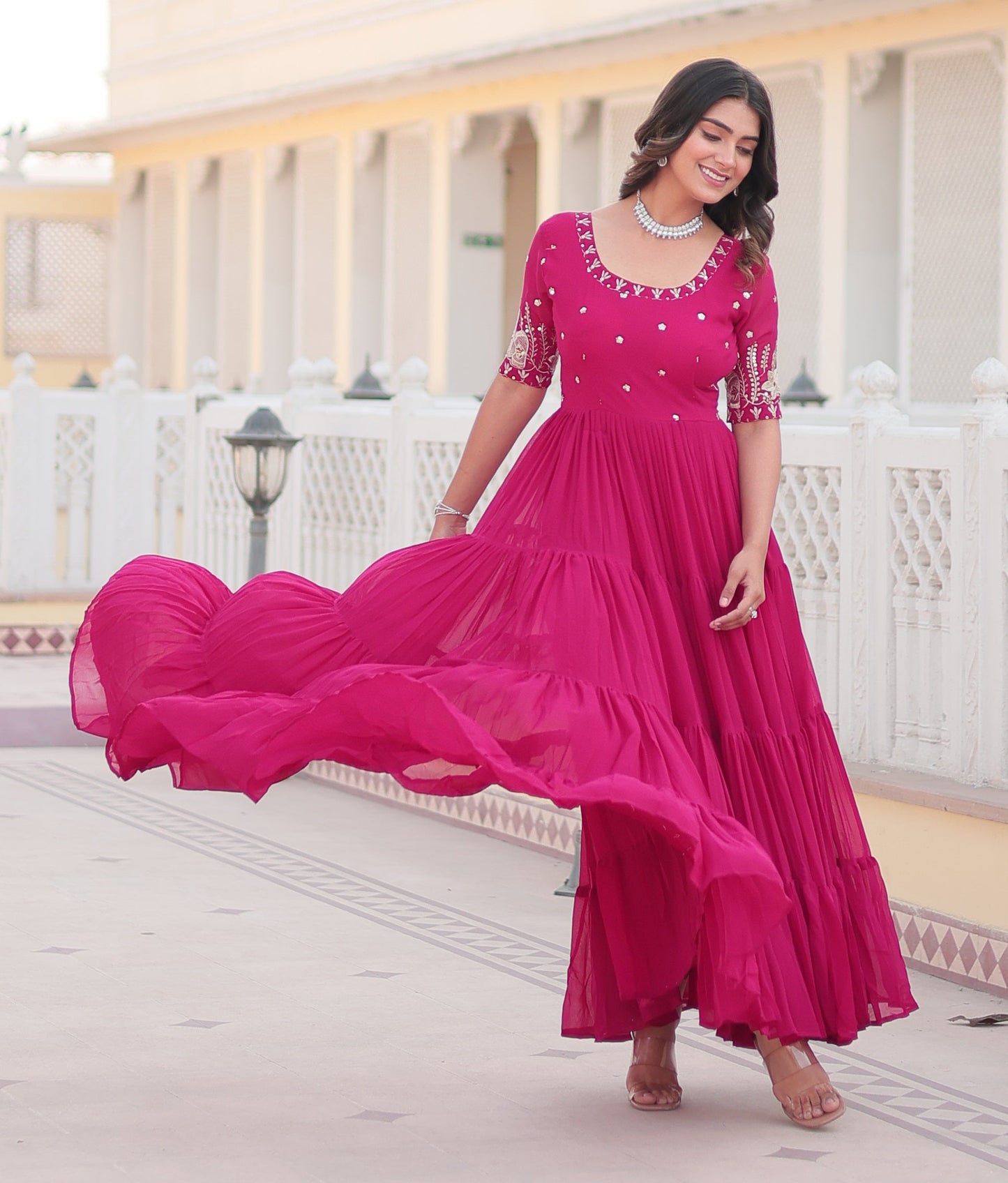 Raksh Badhan Special Trending Pink Kurta Set