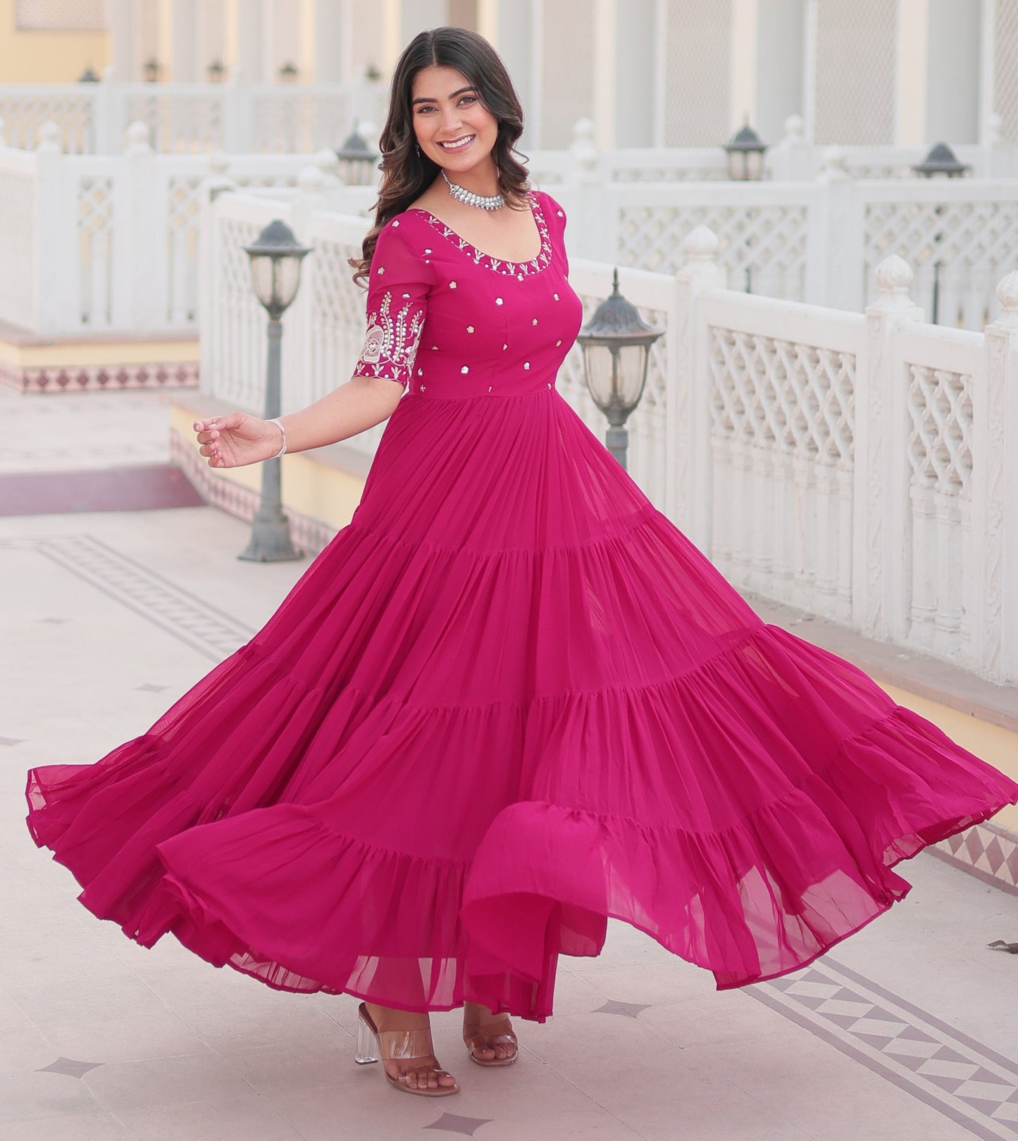 Raksh Badhan Special Trending Pink Kurta Set