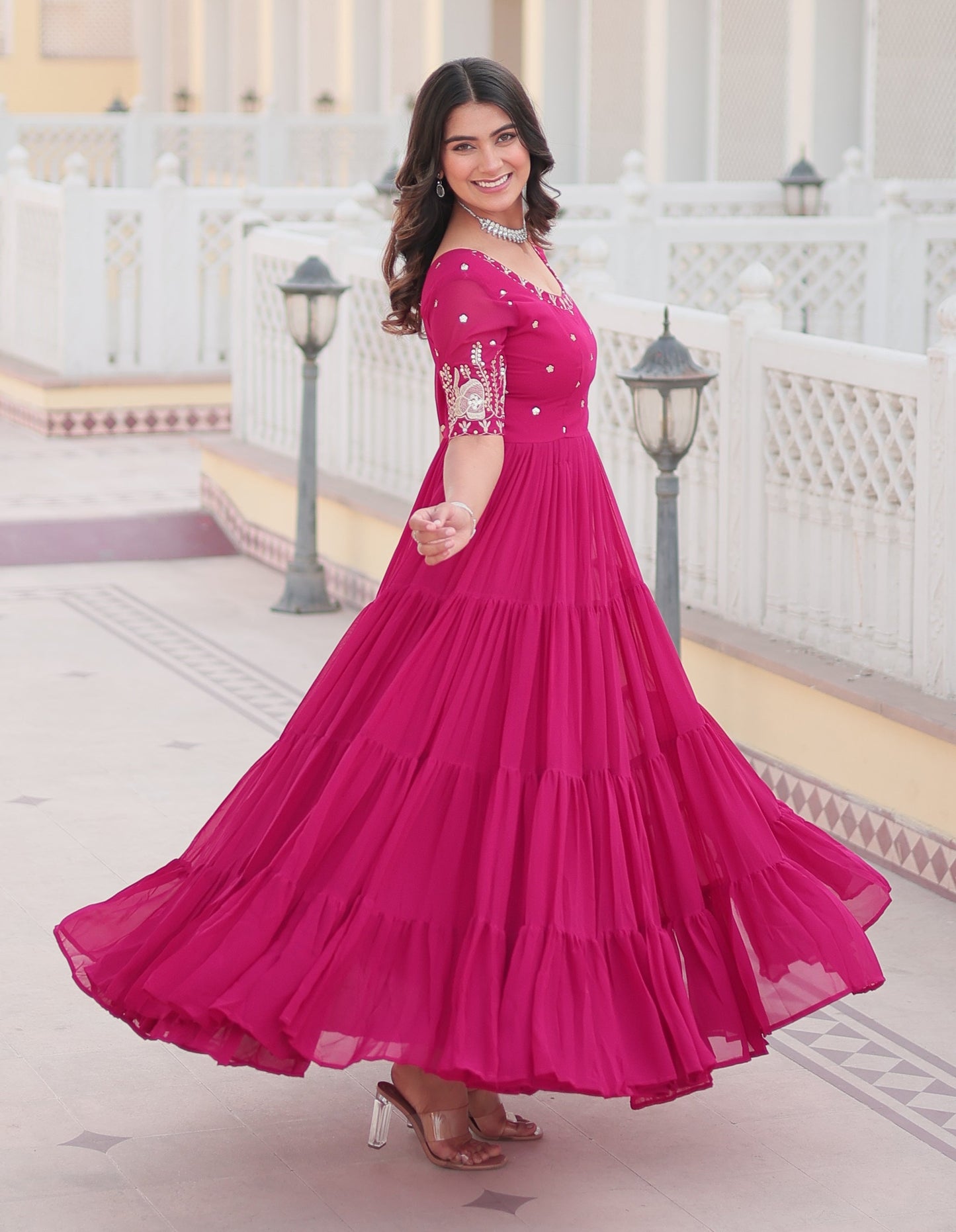 Raksh Badhan Special Trending Pink Kurta Set