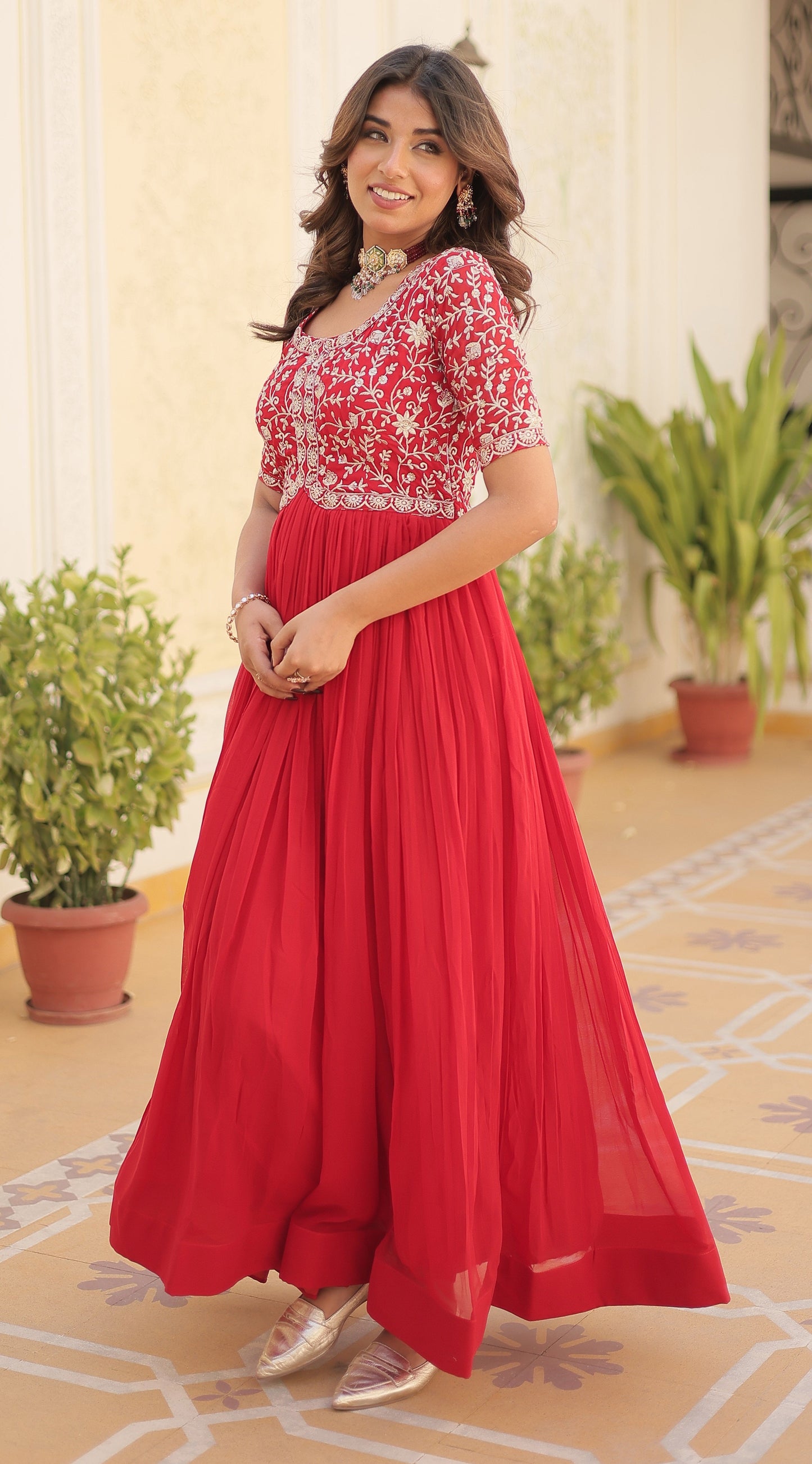 Premium Designer Readymade Red KurtaSet
