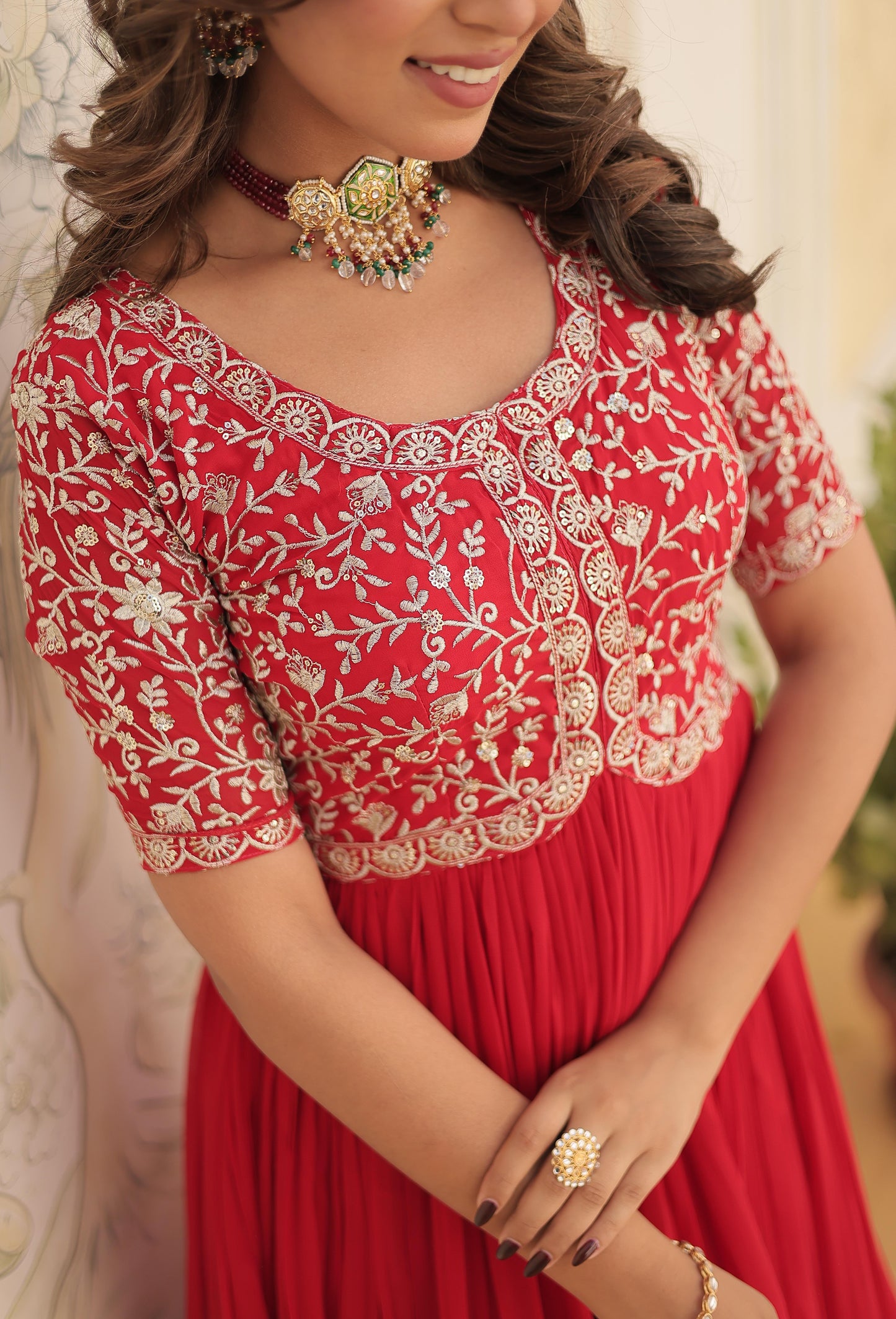Premium Designer Readymade Red KurtaSet