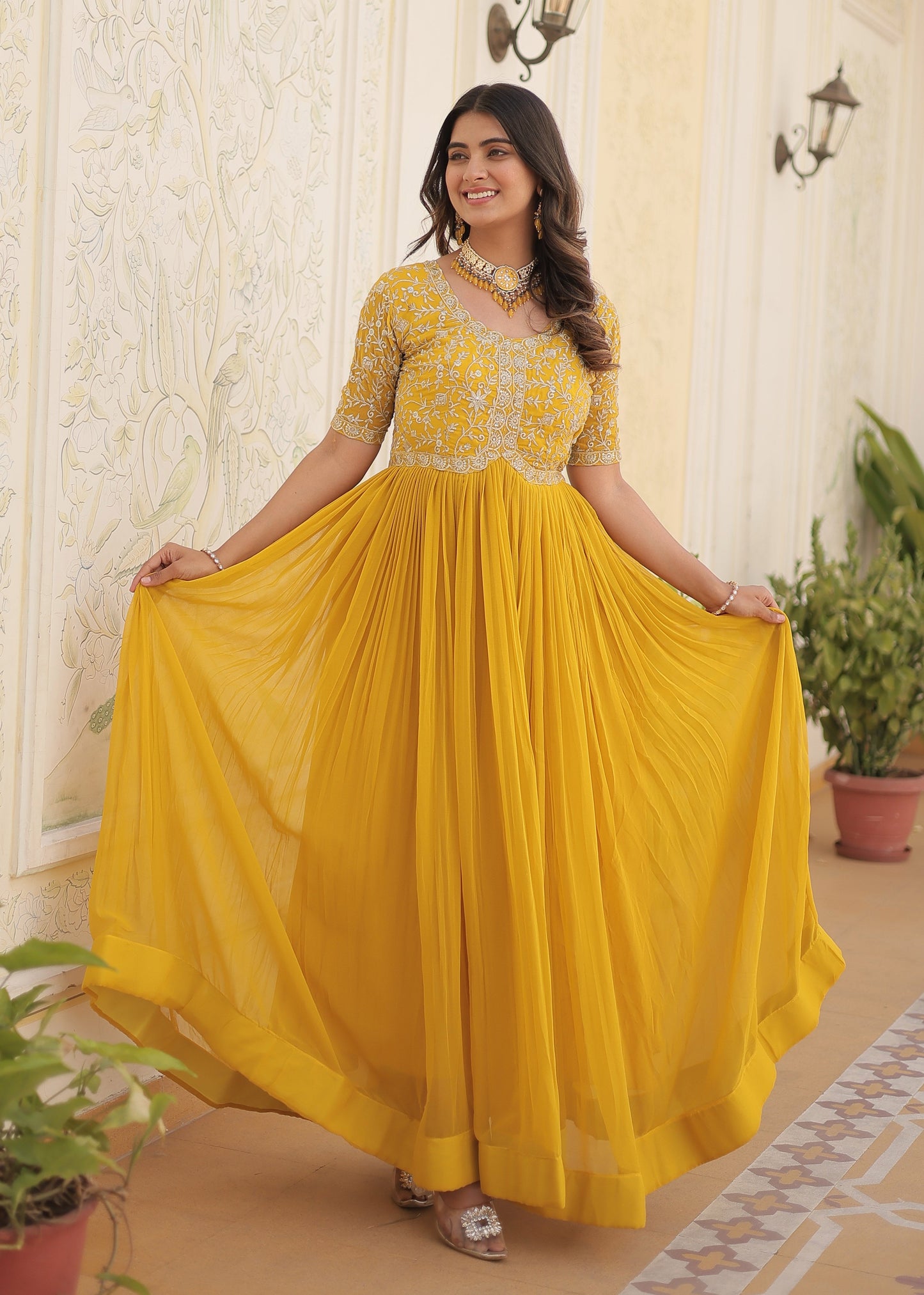 Premium Designer Readymade Yellow Kurta Set