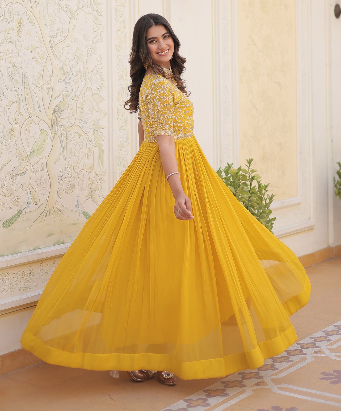 Premium Designer Readymade Yellow Kurta Set
