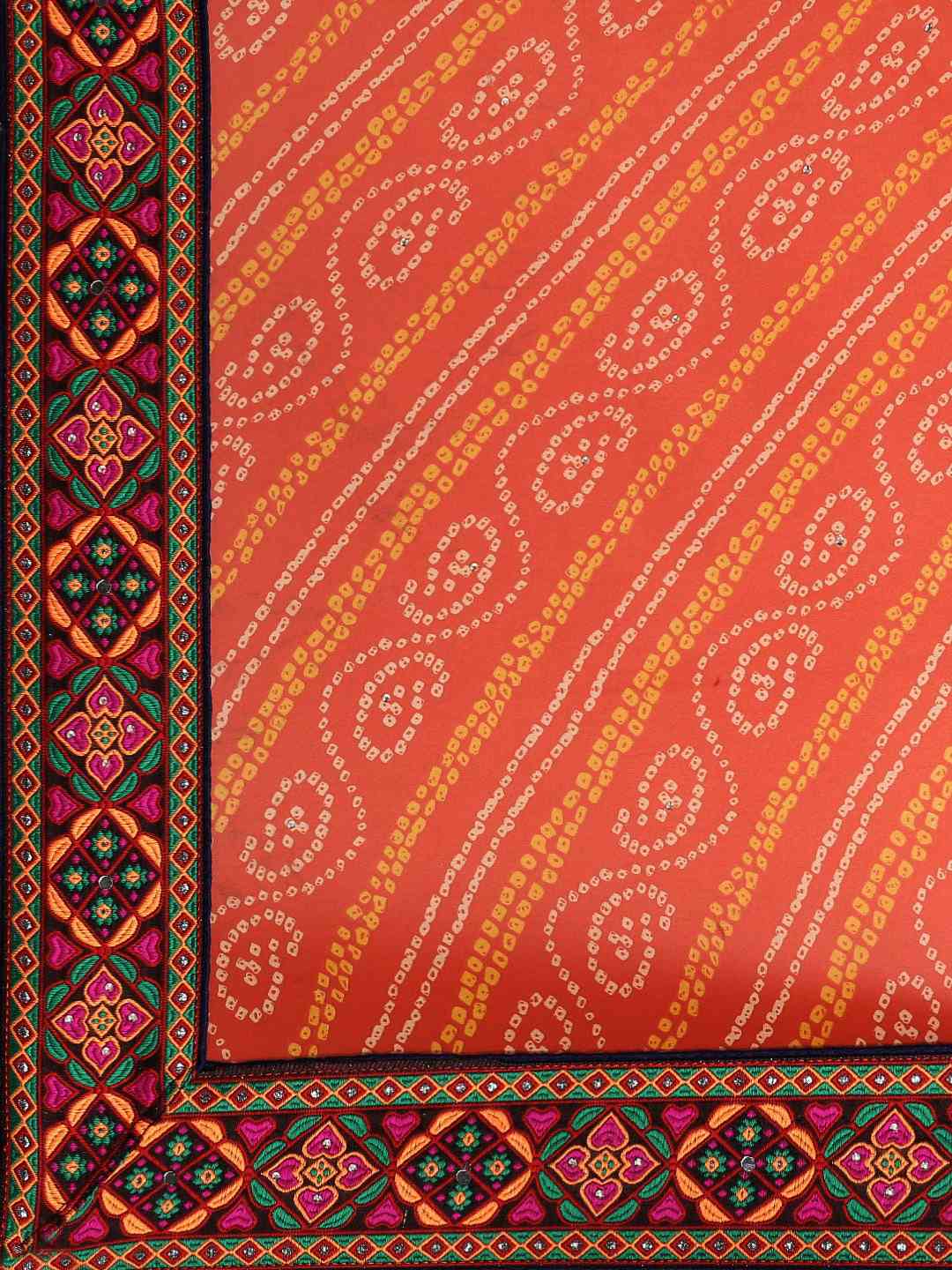 Royal Orange Colour Katchi Embroidery Festive Wear Saree by My Store