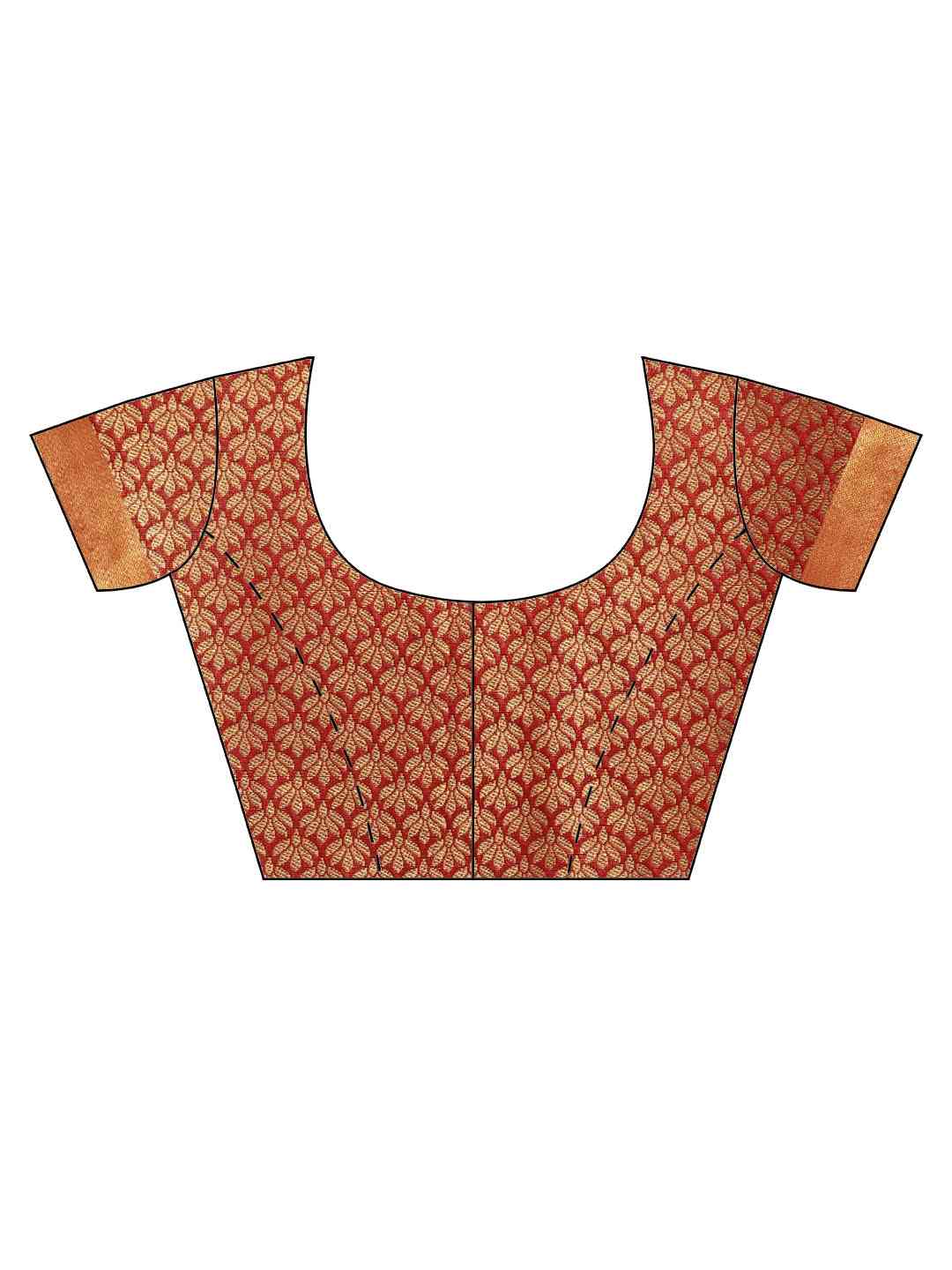 Geometric Print Gold Colour Kanjivaram Silk Saree by My Store