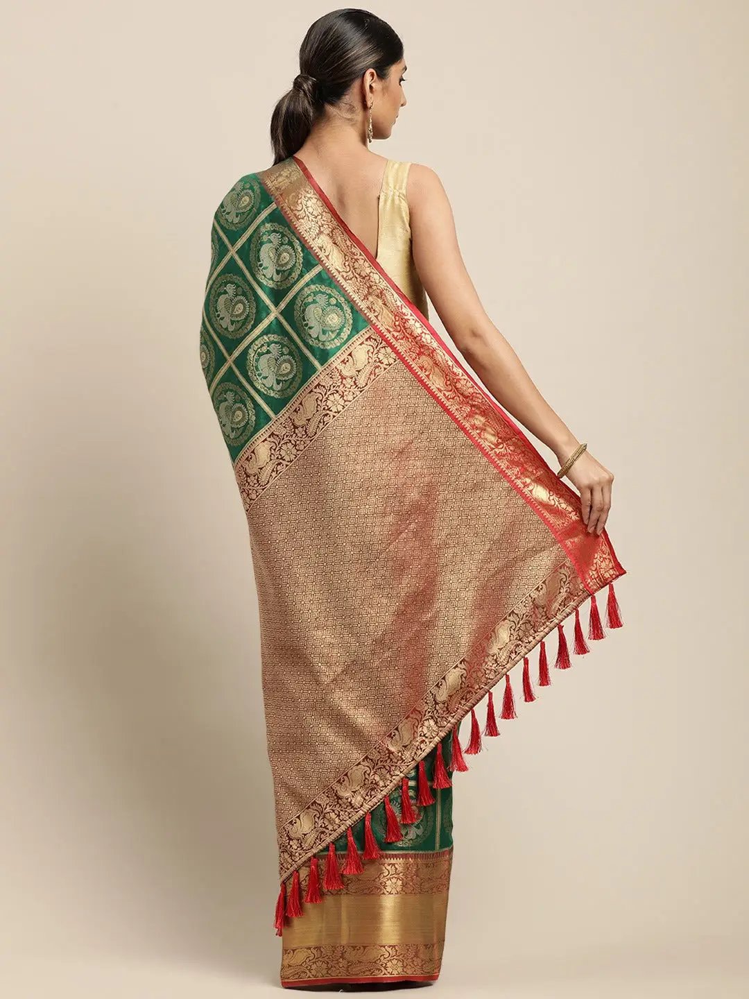 Exclusive Banarasi Pattu Zari Motifs Festive Wear Saree by My Store