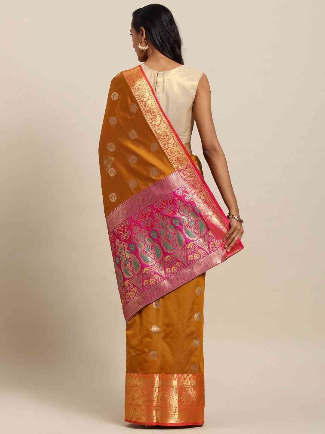 Kanjivaram Zari Woven Honey Yellow Colour Silk Saree by My Store