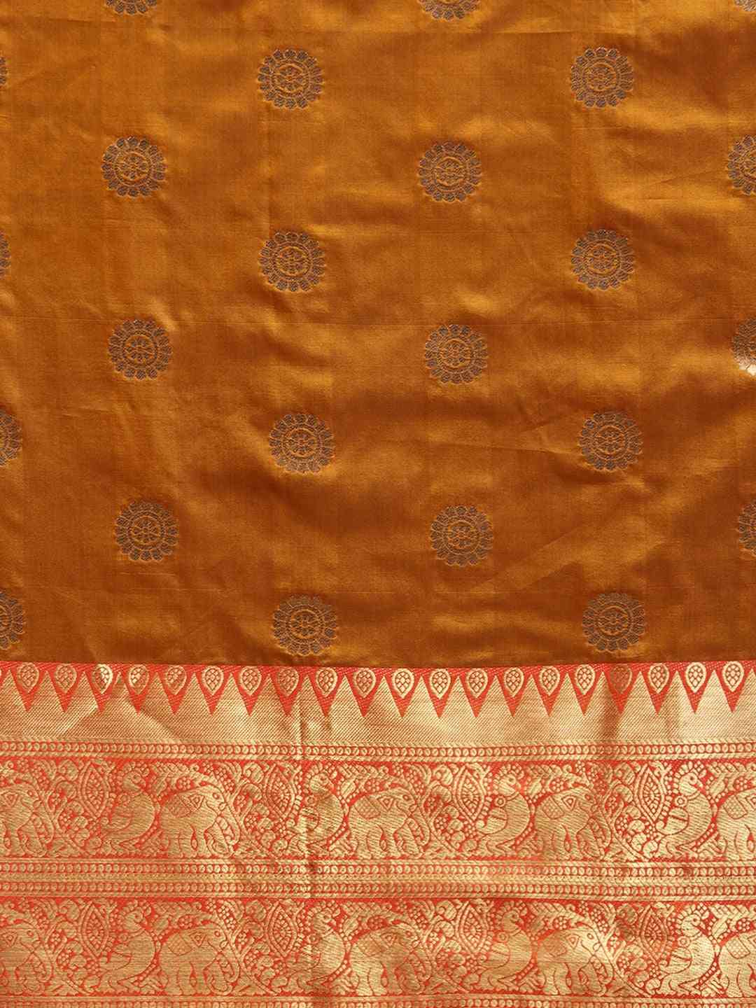 Kanjivaram Zari Woven Honey Yellow Colour Silk Saree by My Store