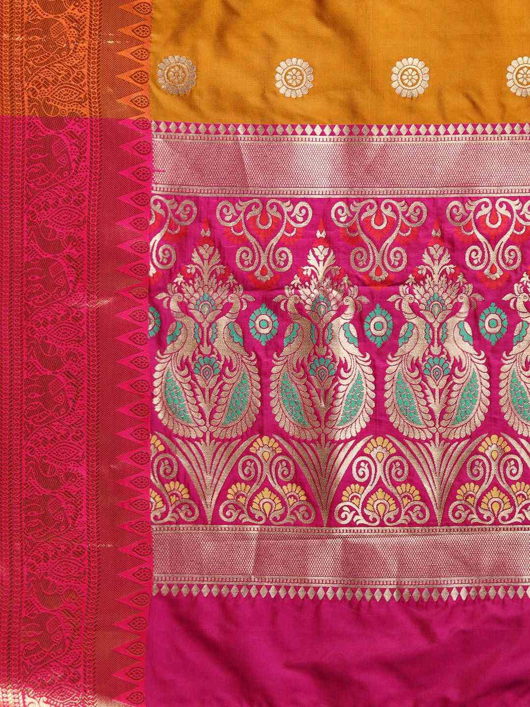 Kanjivaram Zari Woven Honey Yellow Colour Silk Saree by My Store