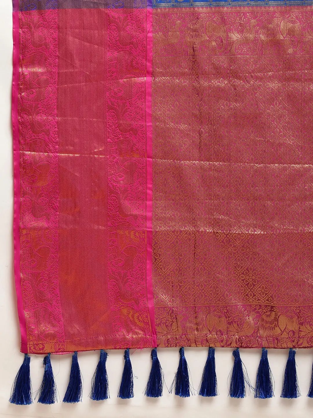 Banarasi Kanchi Ethnic Zari Motif Royal Blue Colour Festive Wear Saree