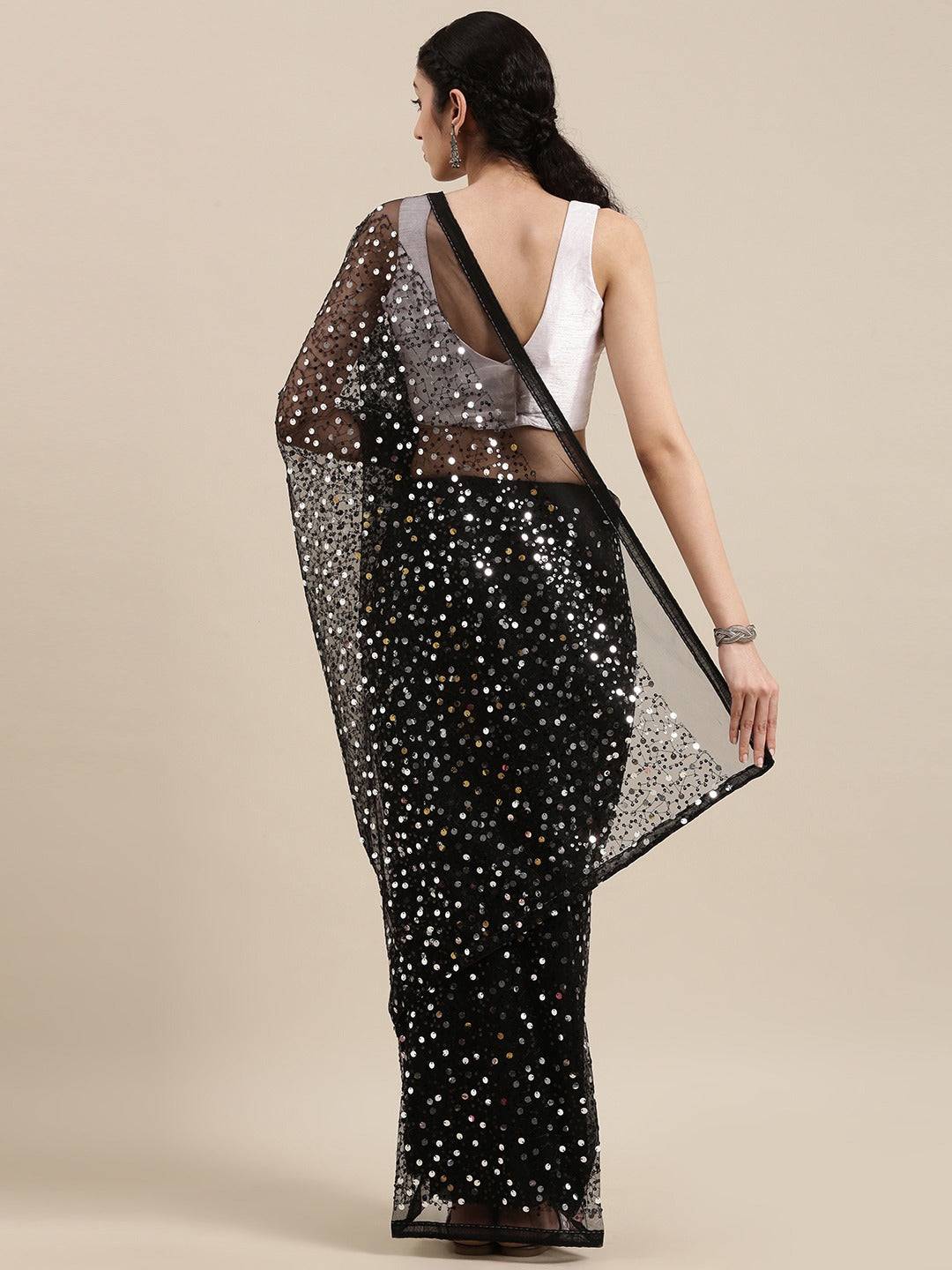 Exclusive Soft Poly Net sequence Work Party Wear Saree by My Store
