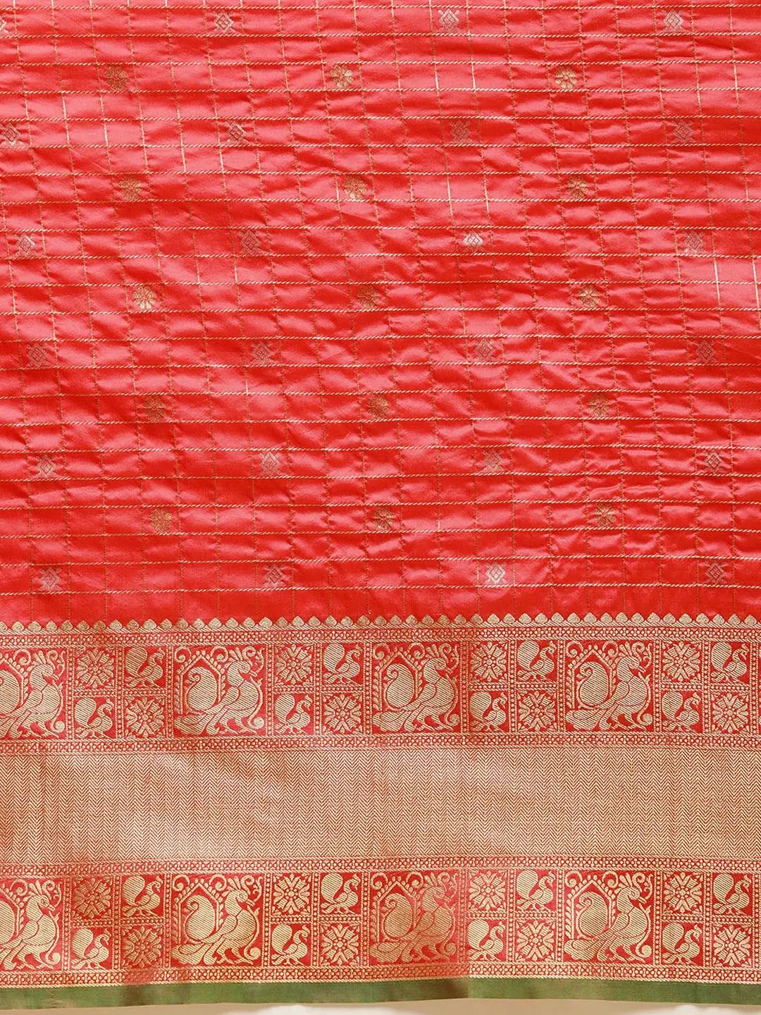 Kanjivaaram Peach Colour Soft Silk Kanchi Zari Weaving Saree by My Store