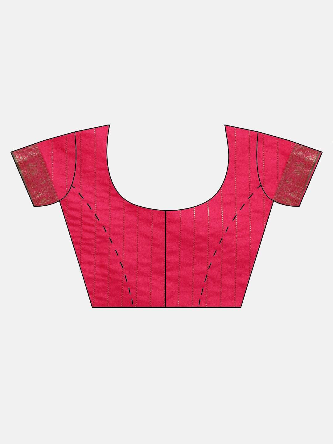 Kanjivaaram Pink Colour Soft Silk Kanchi Zari Weaving Saree by My Store