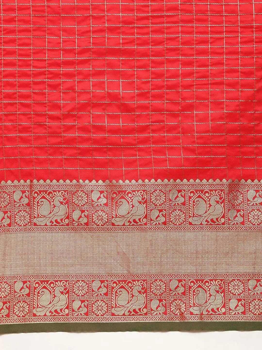 Red Colour Kanjivaaram Soft Silk Kanchi Zari Weaving Saree by My Store
