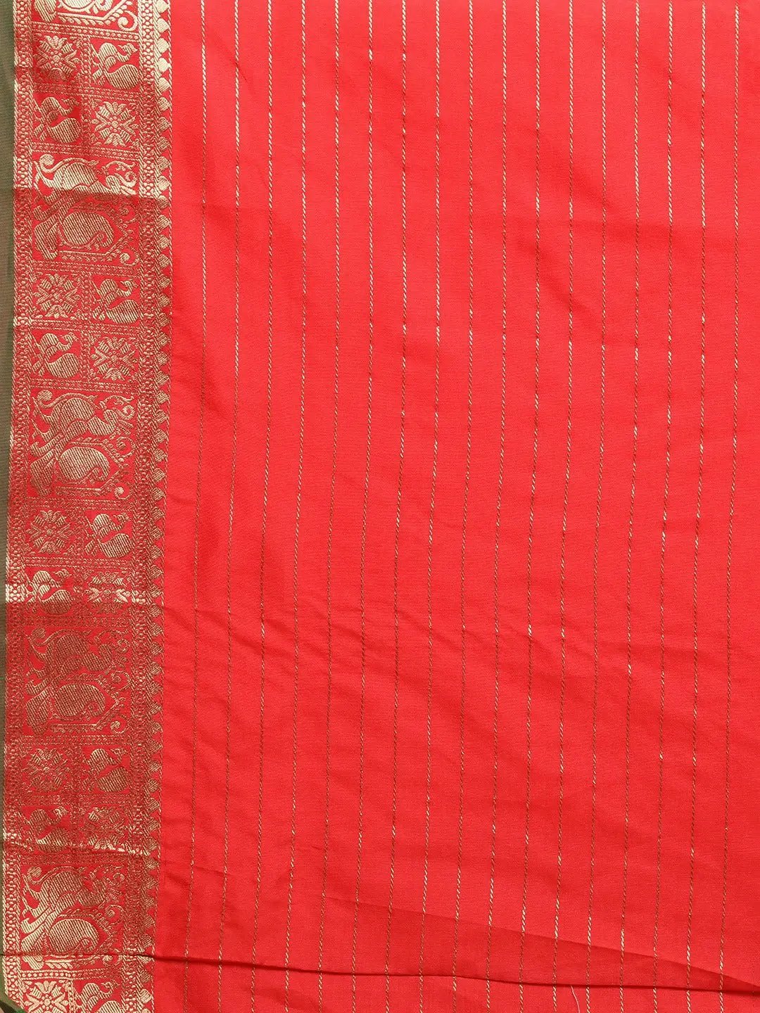 Red Colour Kanjivaaram Soft Silk Kanchi Zari Weaving Saree by My Store