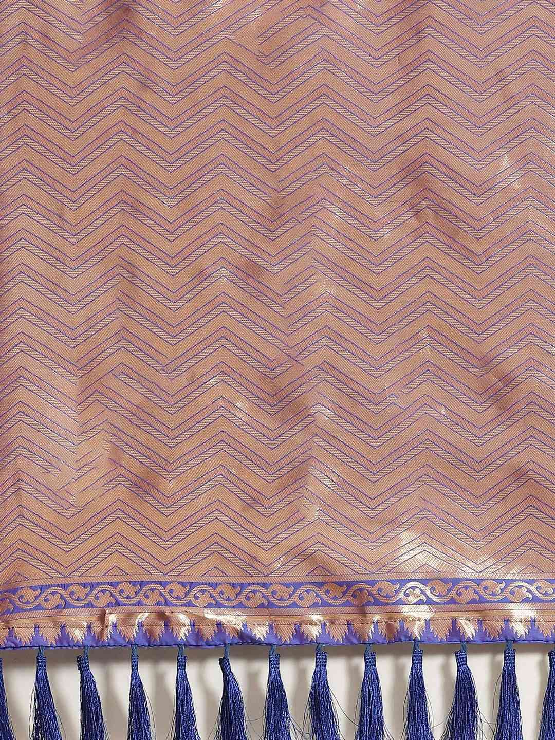 Burgundy Colour Peacock Woven Banarasi Design Saree by My Store