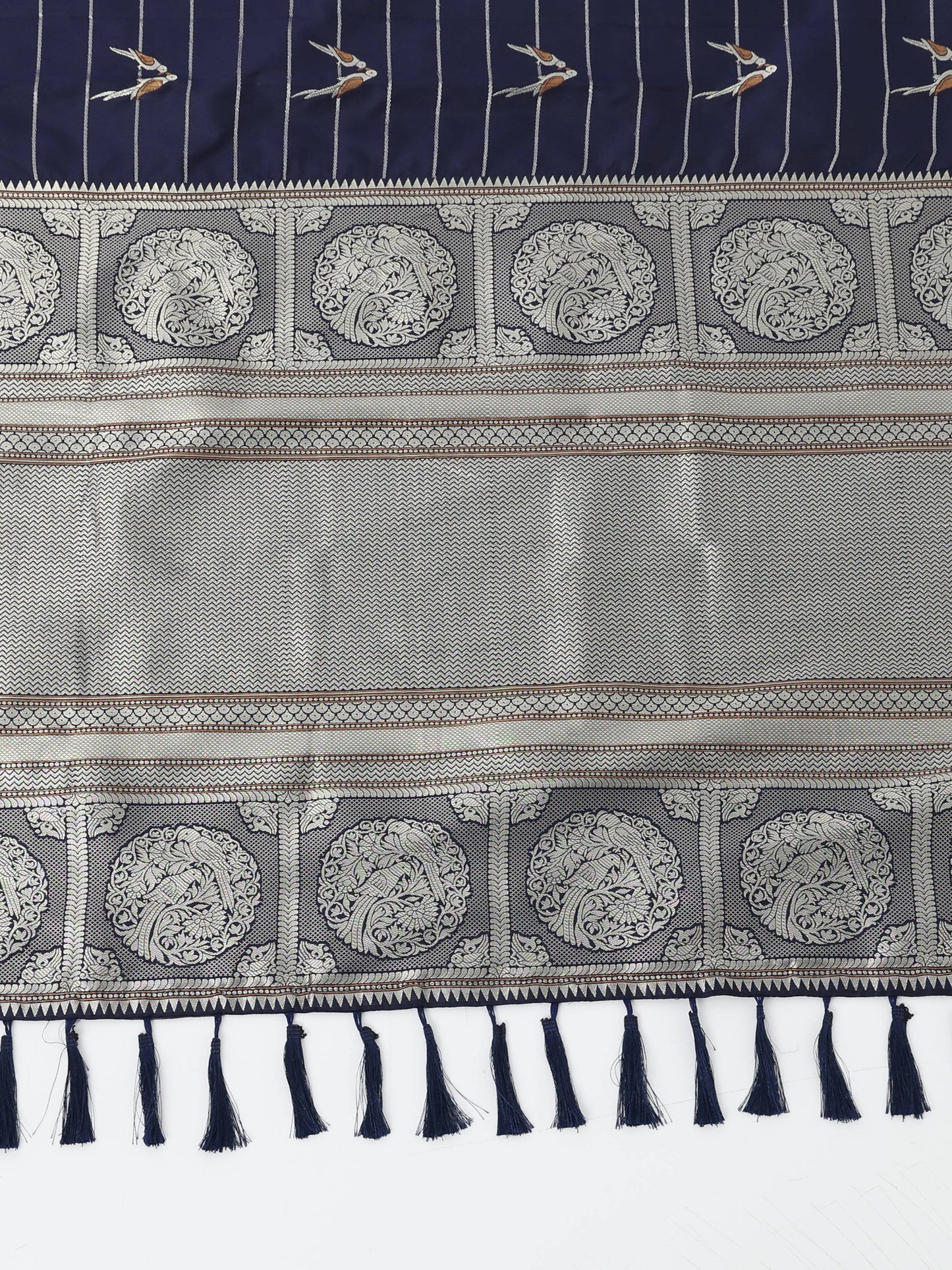 Navy Banarasi Soft Kanchi Zari Weaving Saree by My Store