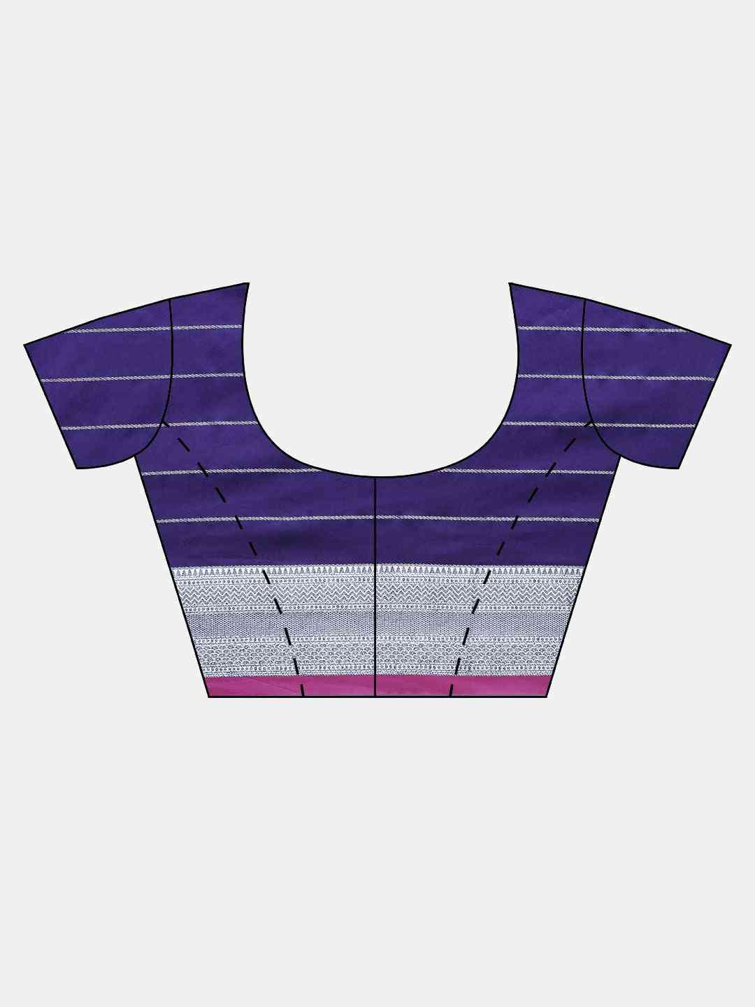 Banarasi Striped Blue Colour Silk Blend Saree by My Store