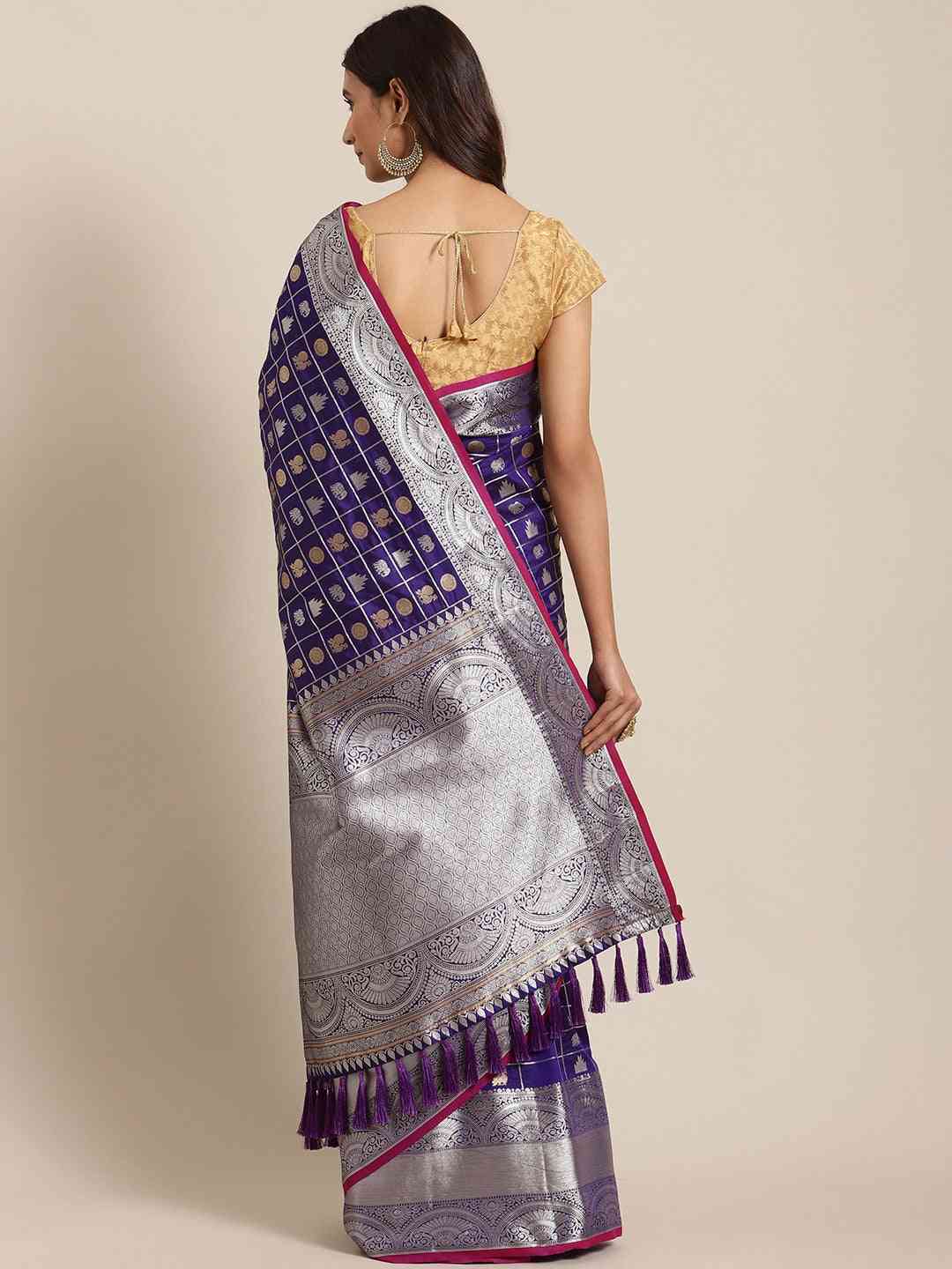 Exclusive Blue Colour Woven Design Banarasi Saree by My Store