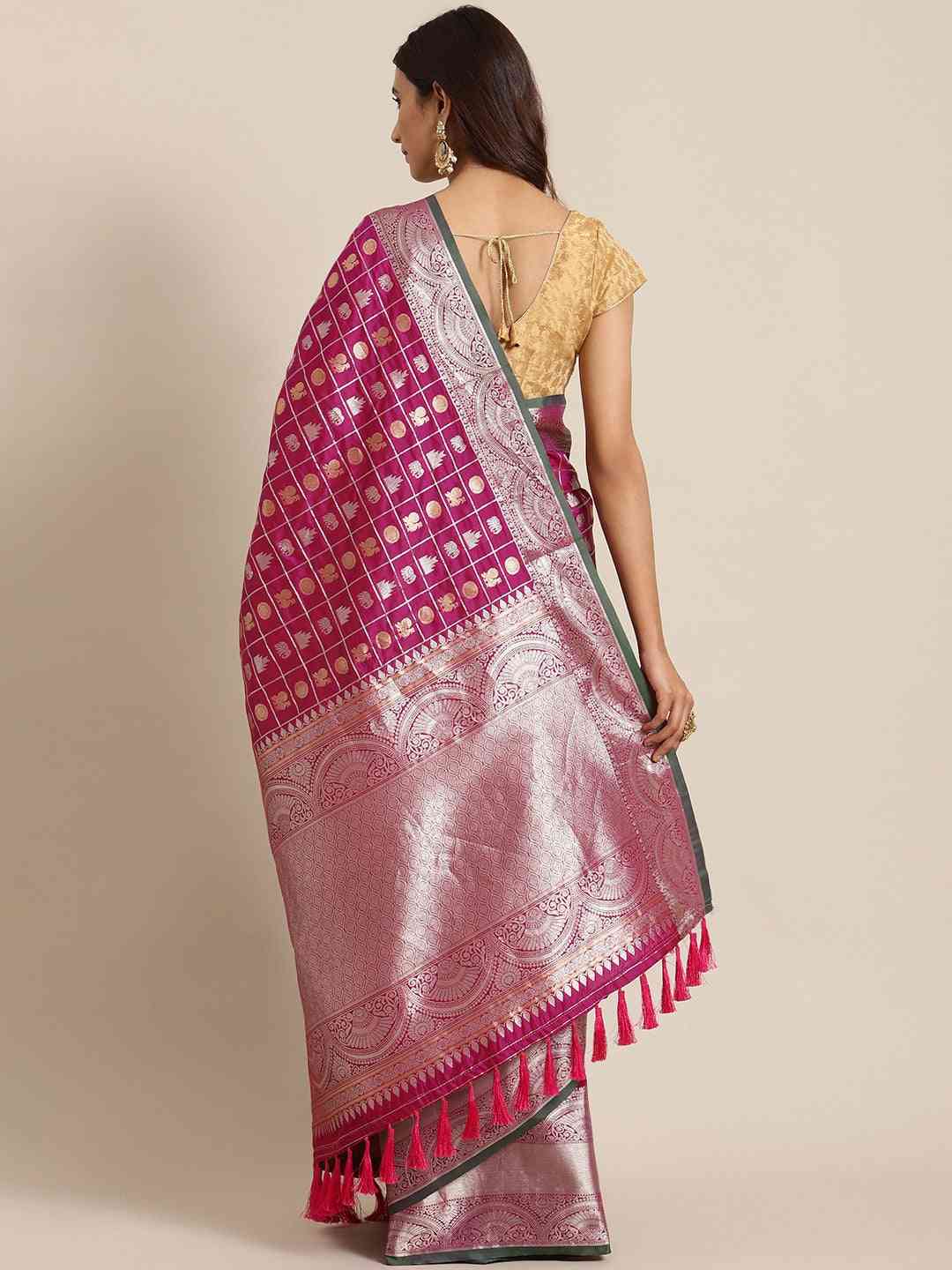 Exclusive Burgundy Colour Woven Design Banarasi Saree by My Store
