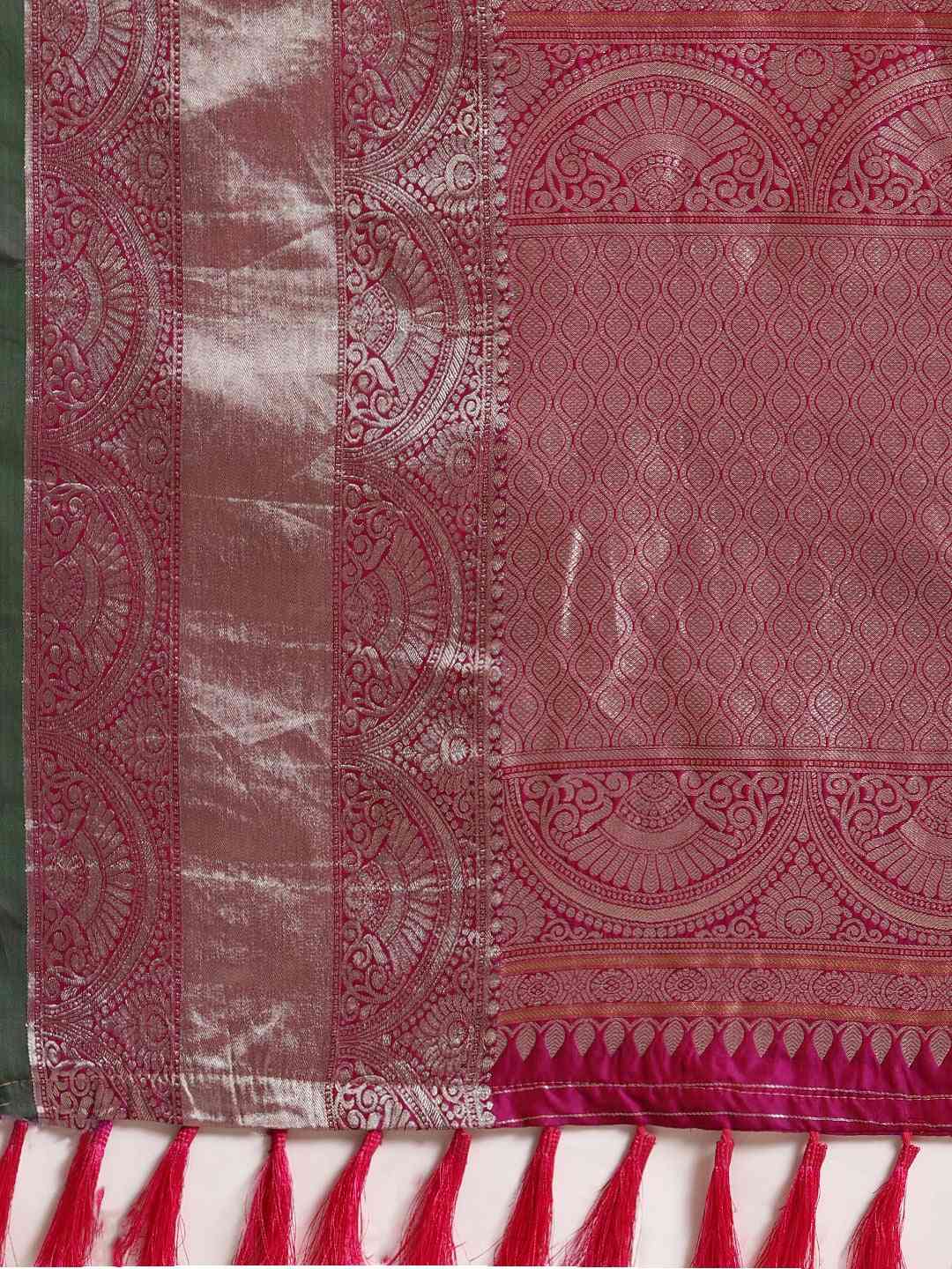 Exclusive Burgundy Colour Woven Design Banarasi Saree by My Store
