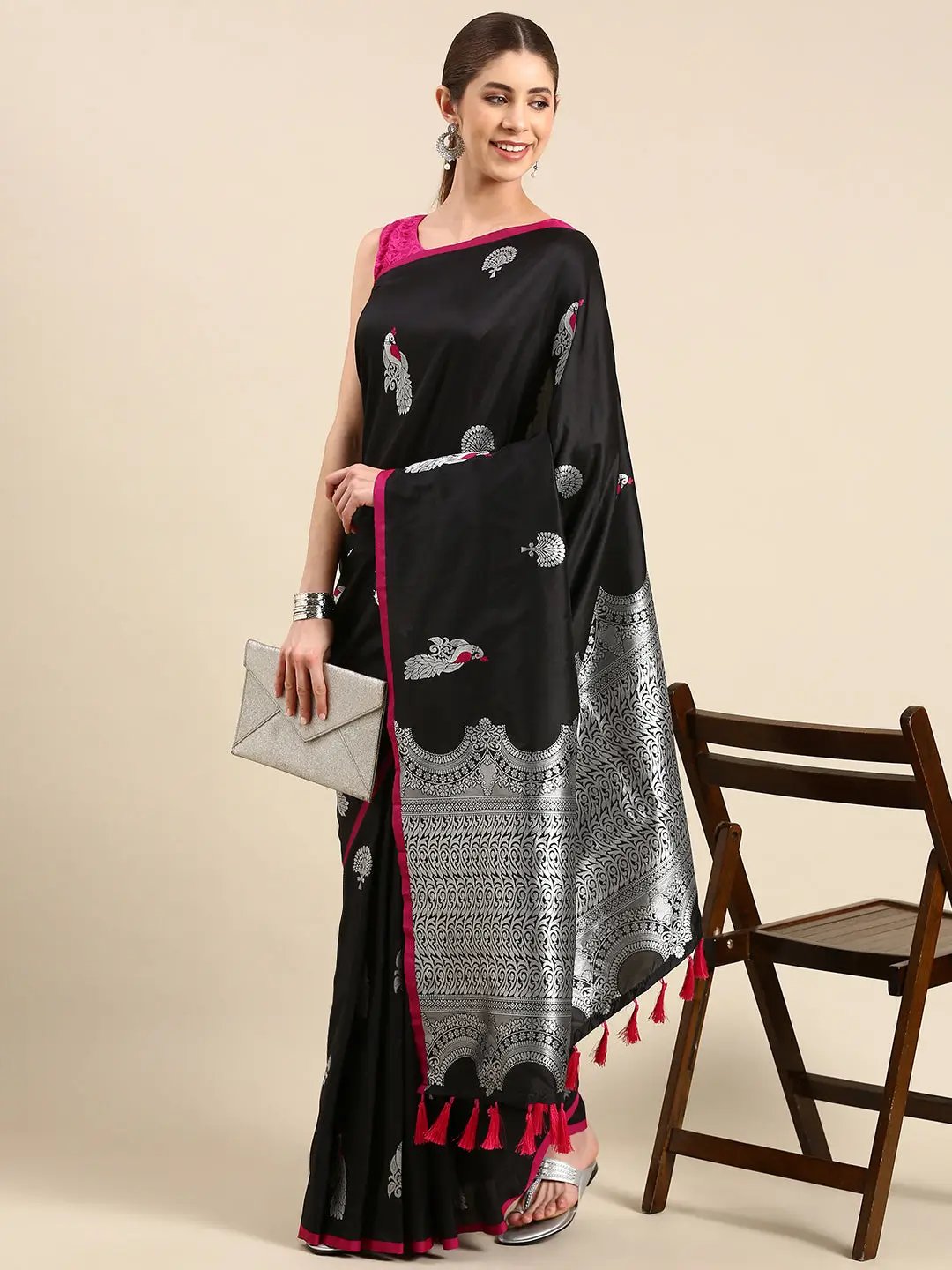 Banarasi Black Colour Soft Silk Zari Weaving Saree