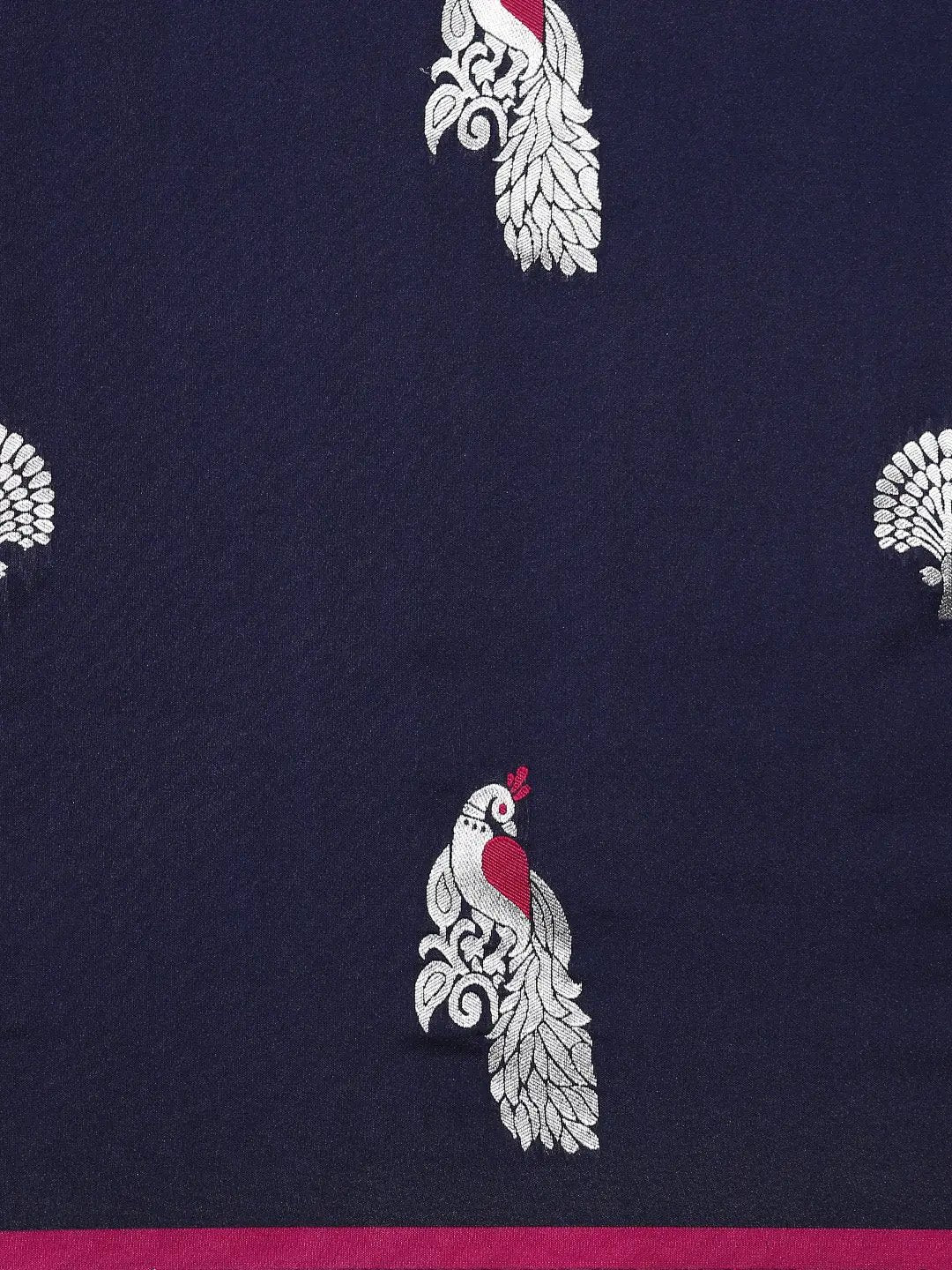 Navy Colour Banarasi Soft Silk Zari Weaving Saree by My Store
