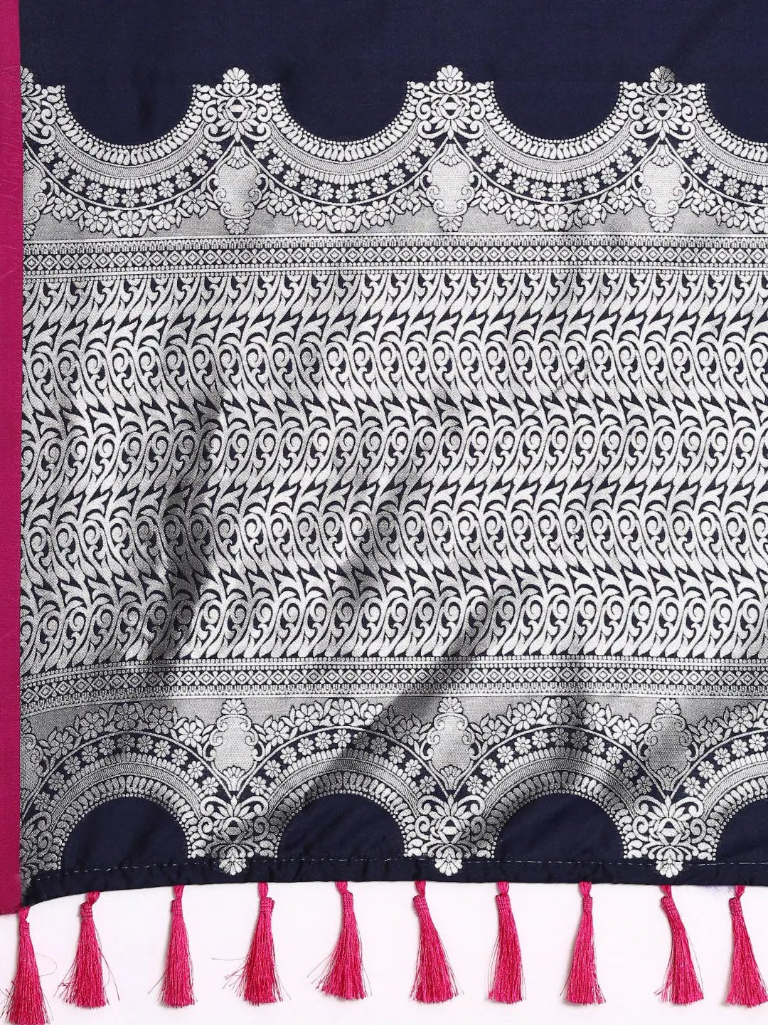 Navy Colour Banarasi Soft Silk Zari Weaving Saree by My Store