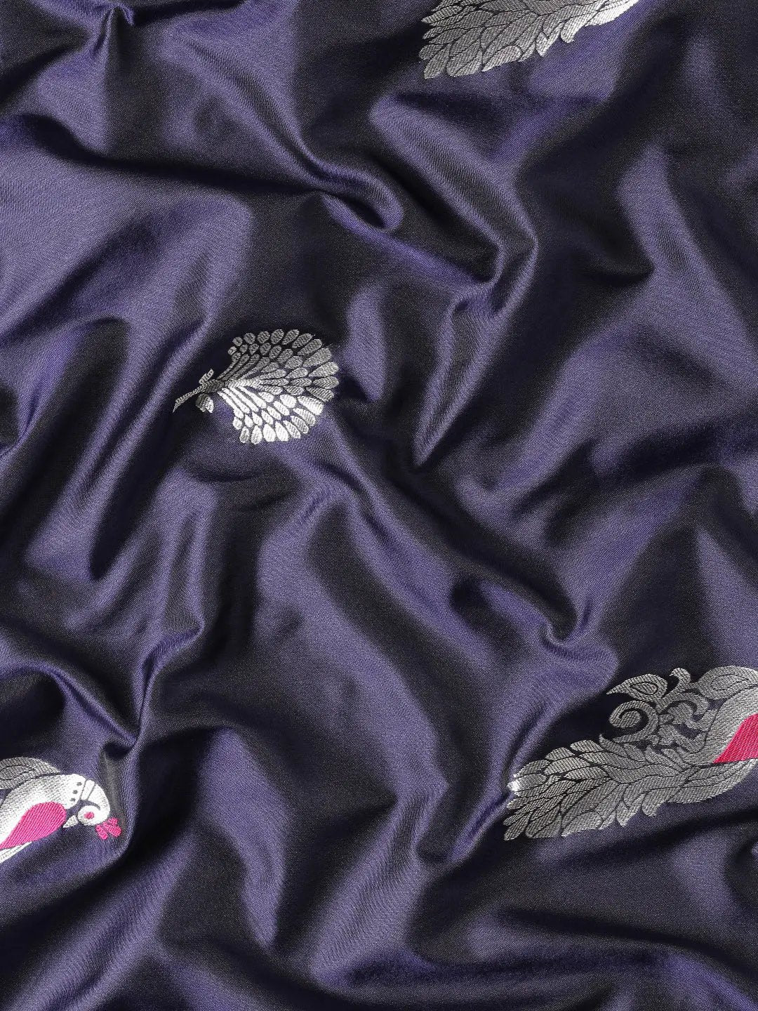 Navy Colour Banarasi Soft Silk Zari Weaving Saree by My Store