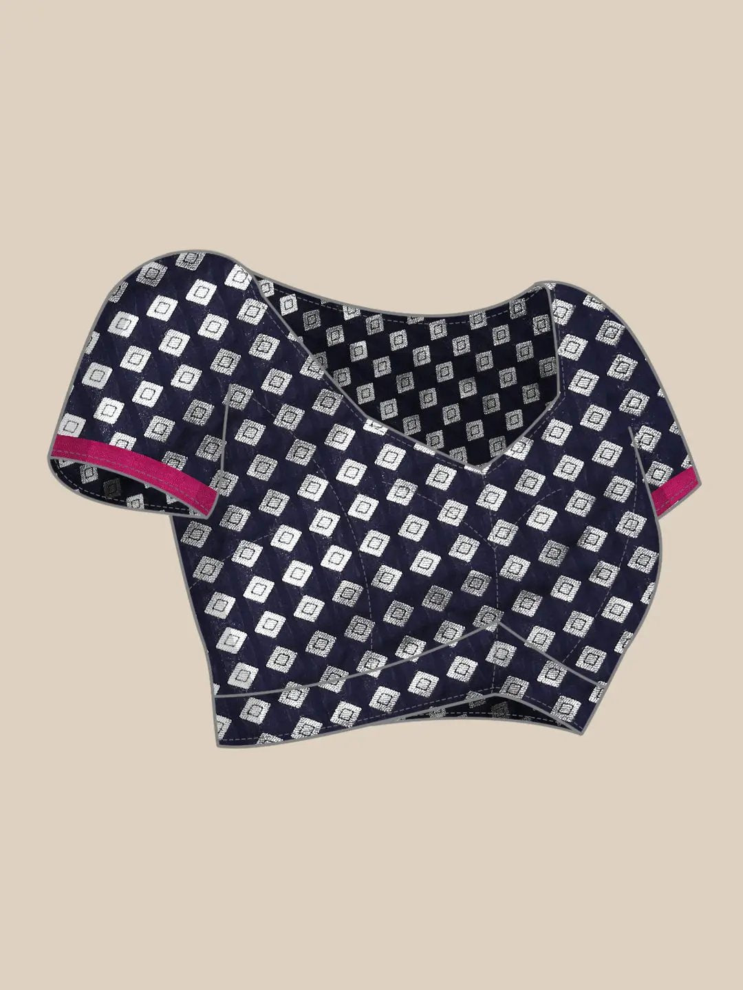 Navy Colour Banarasi Soft Silk Zari Weaving Saree by My Store