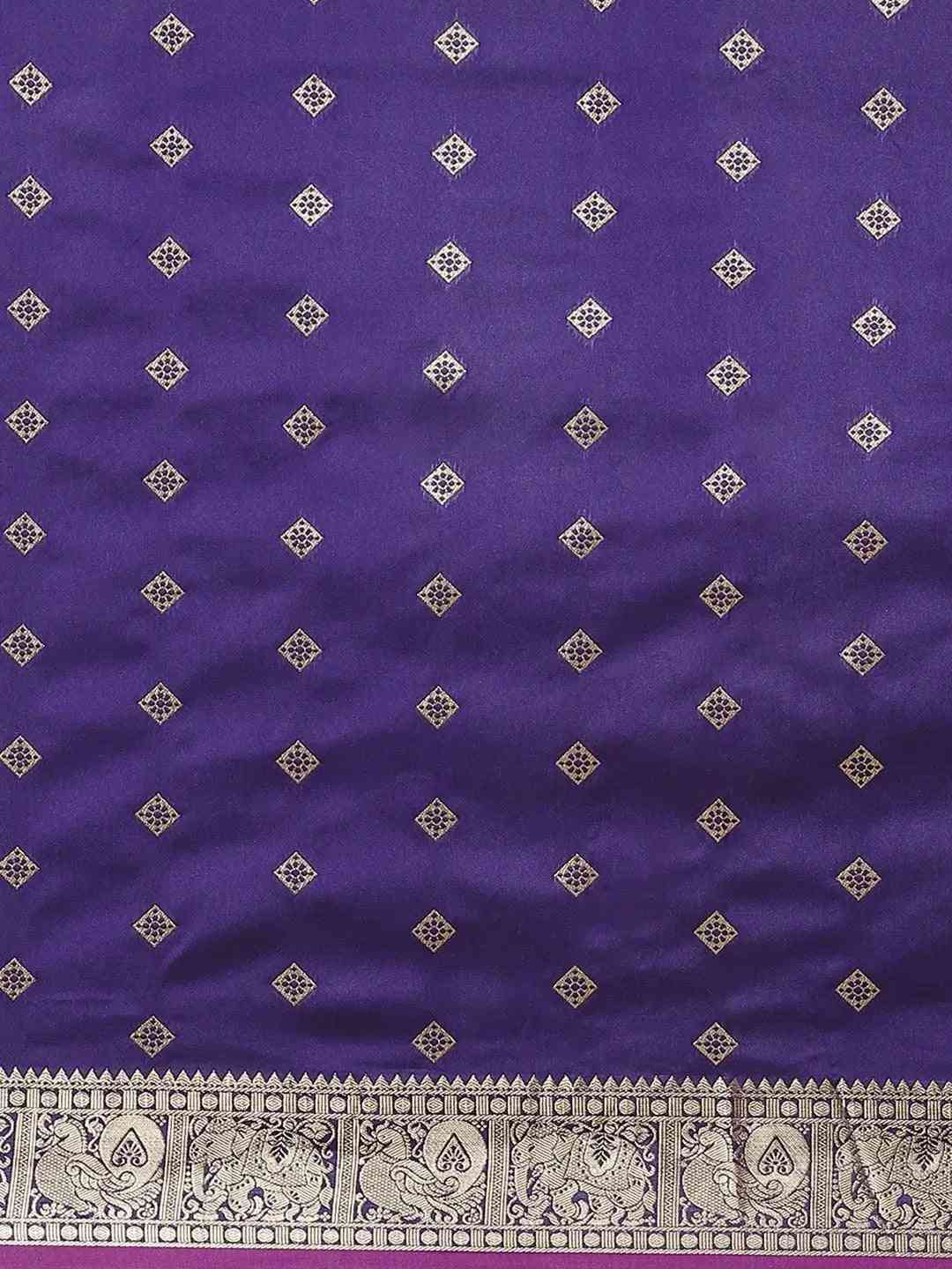 Indigo Colour Kanjivaaram Soft Silk Kanchi Zari Weaving Saree by My Store