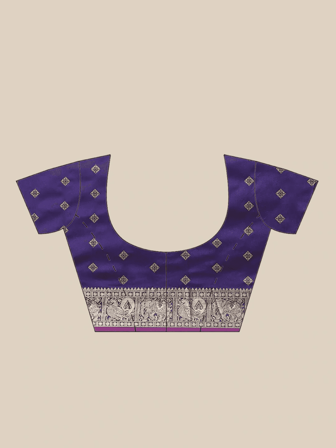 Indigo Colour Kanjivaaram Soft Silk Kanchi Zari Weaving Saree by My Store