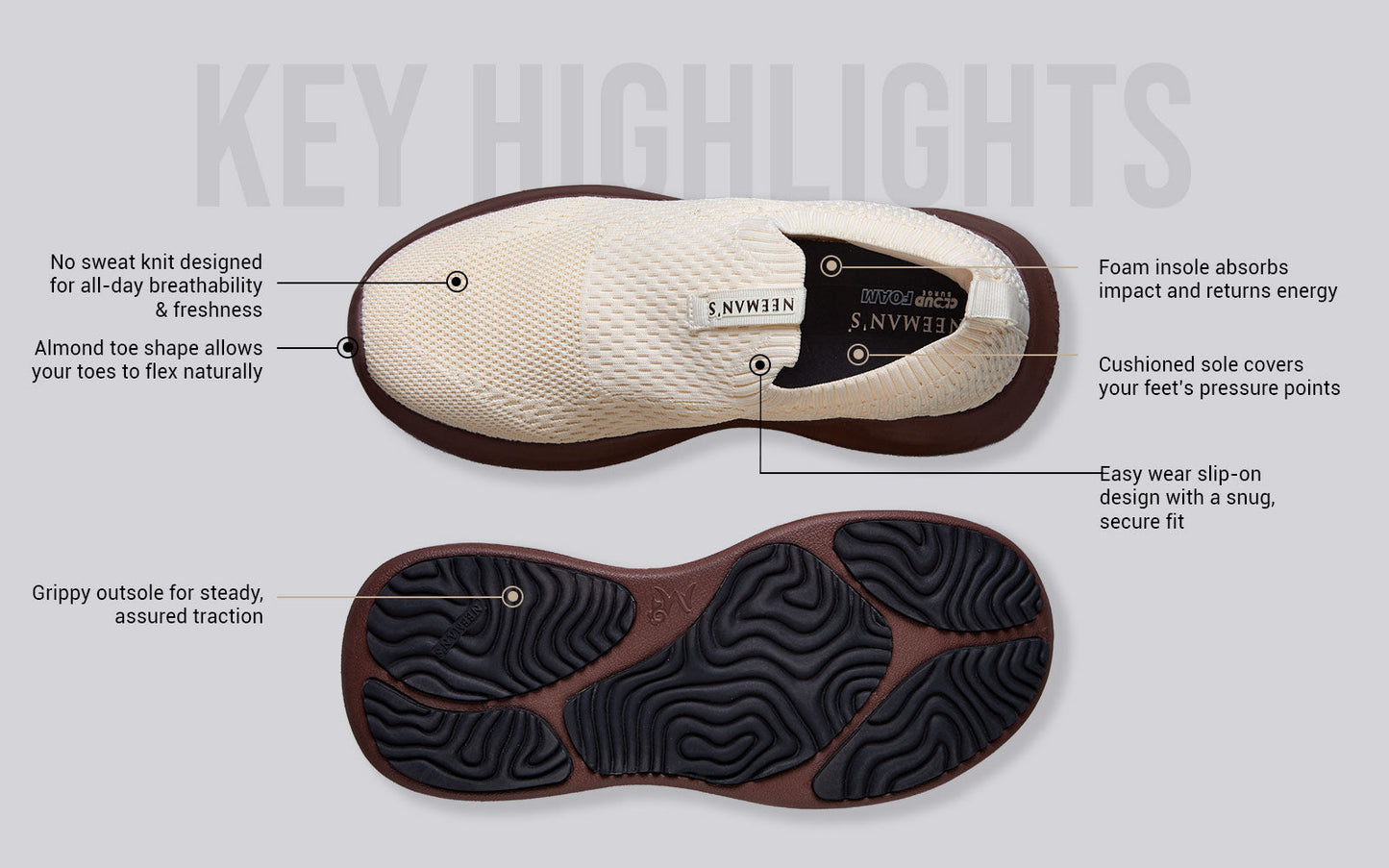 Knit Trainers For Men : Ivory Brown by My Store