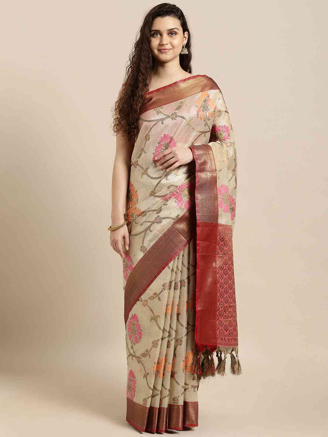 Silk Blend Woven Design Kanjivaram Saree by My Store