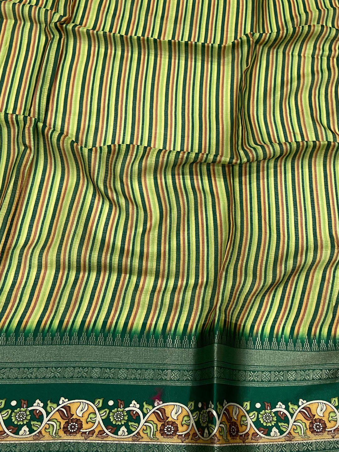 Emerald Green Kota Satin Border Saree by My Store