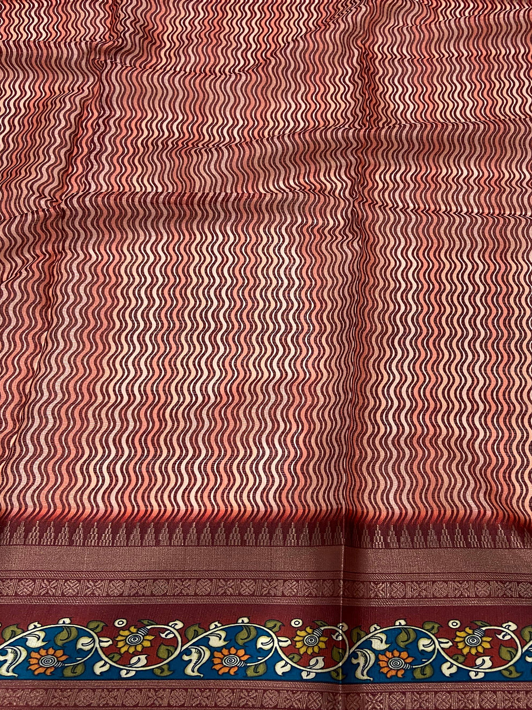 Rust Red Kota Satin Border Saree by My Store