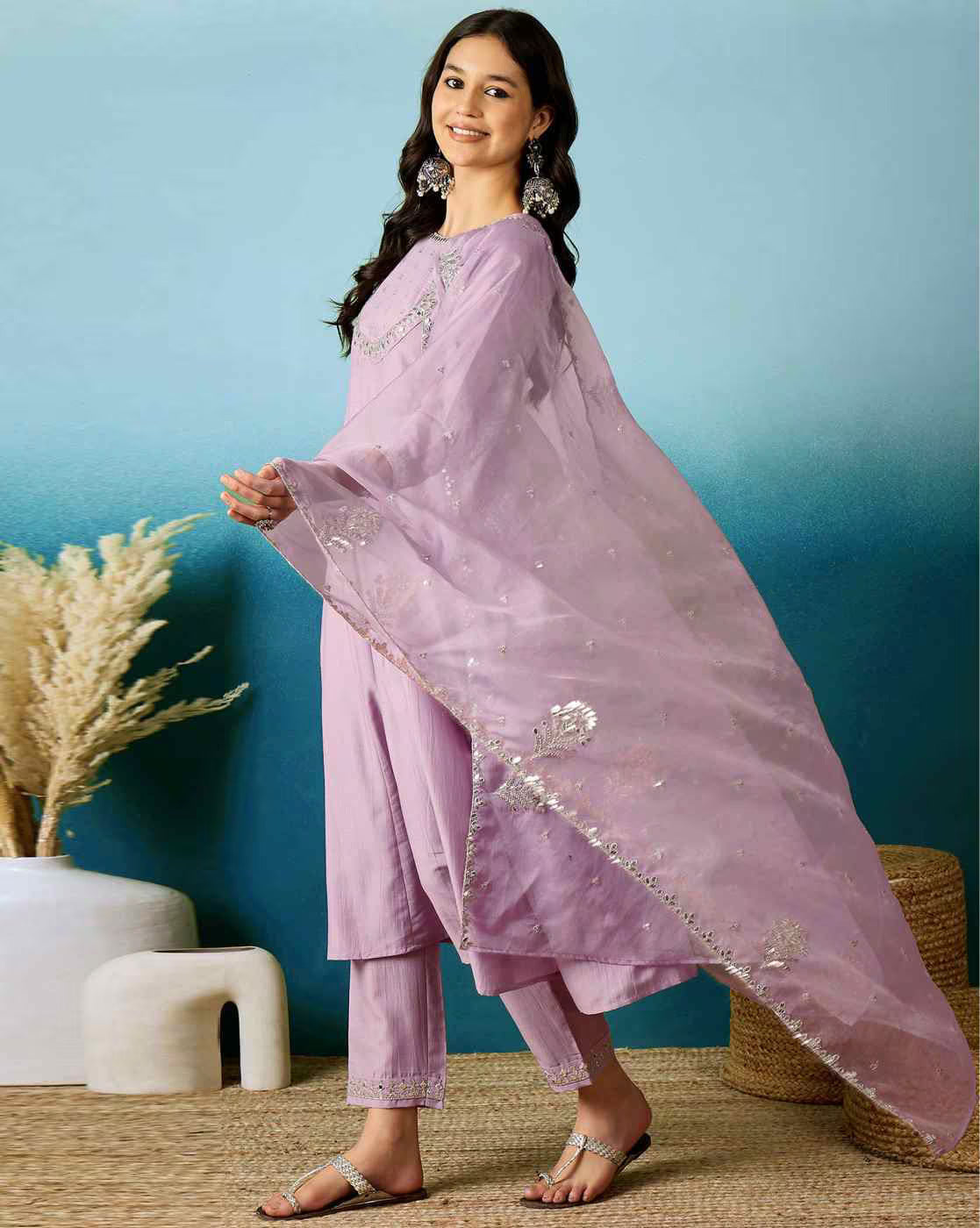 Onion Pink Kurta Set For Laddies