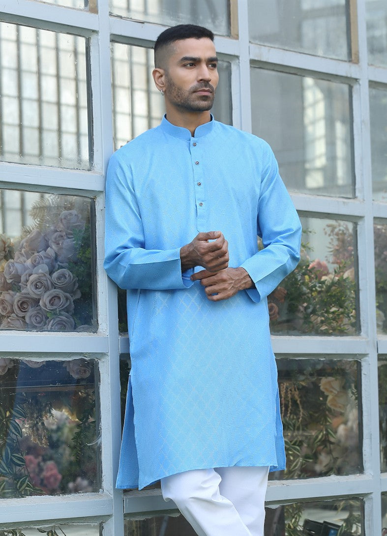 Cotton blend Woven self Desing Kurta