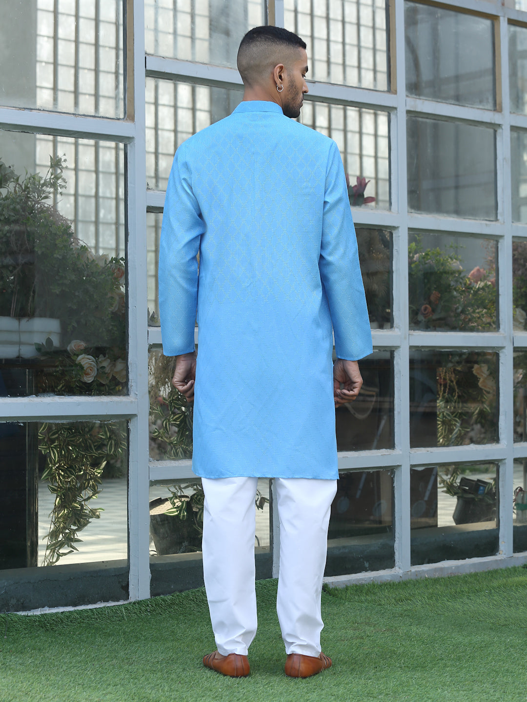 Cotton blend Woven self Desing Kurta