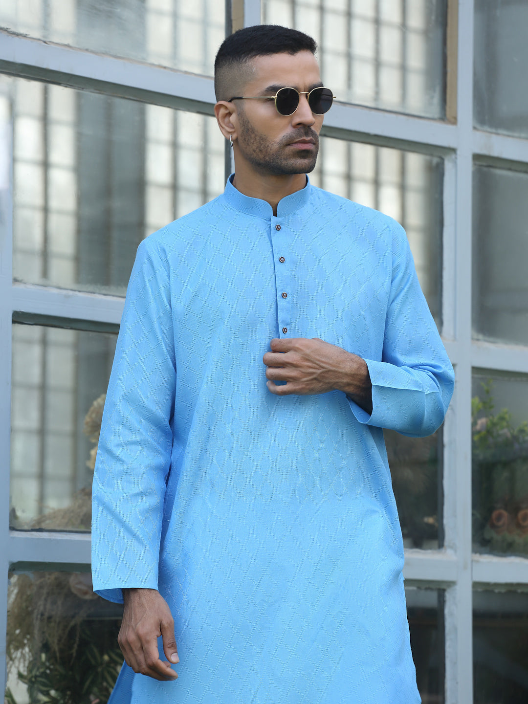 Cotton blend Woven self Desing Kurta