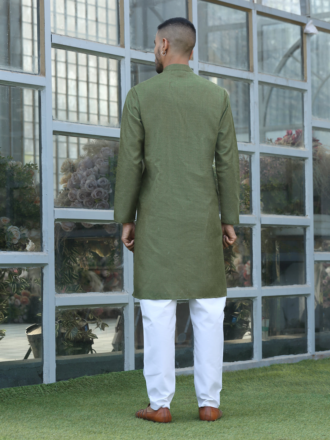 Cotton blend Woven self Desing Kurta