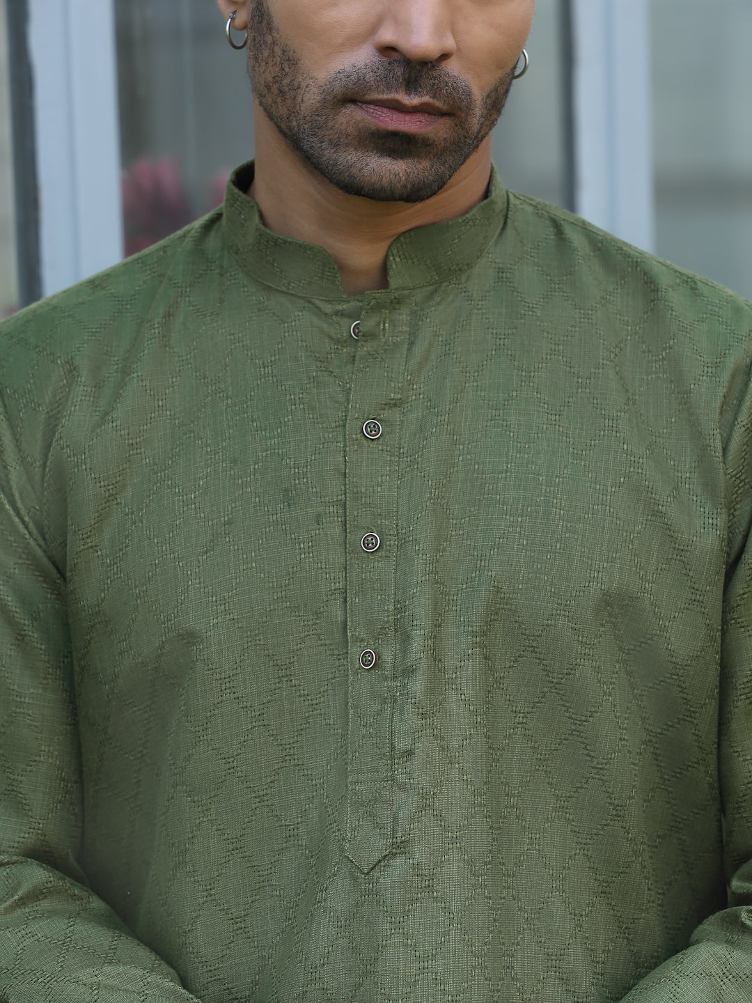 Cotton blend Woven self Desing Kurta