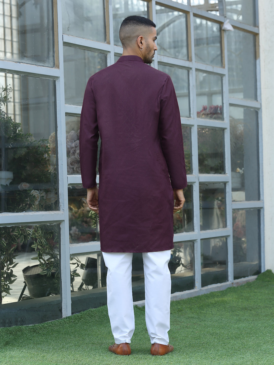 Cotton blend Woven self Desing Kurta