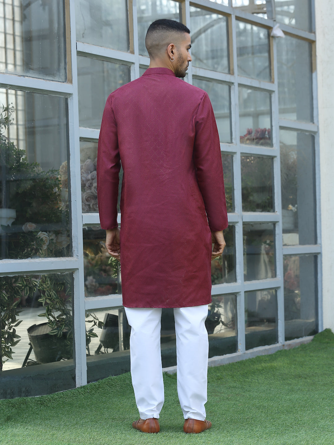 Cotton blend Woven self Desing Kurta